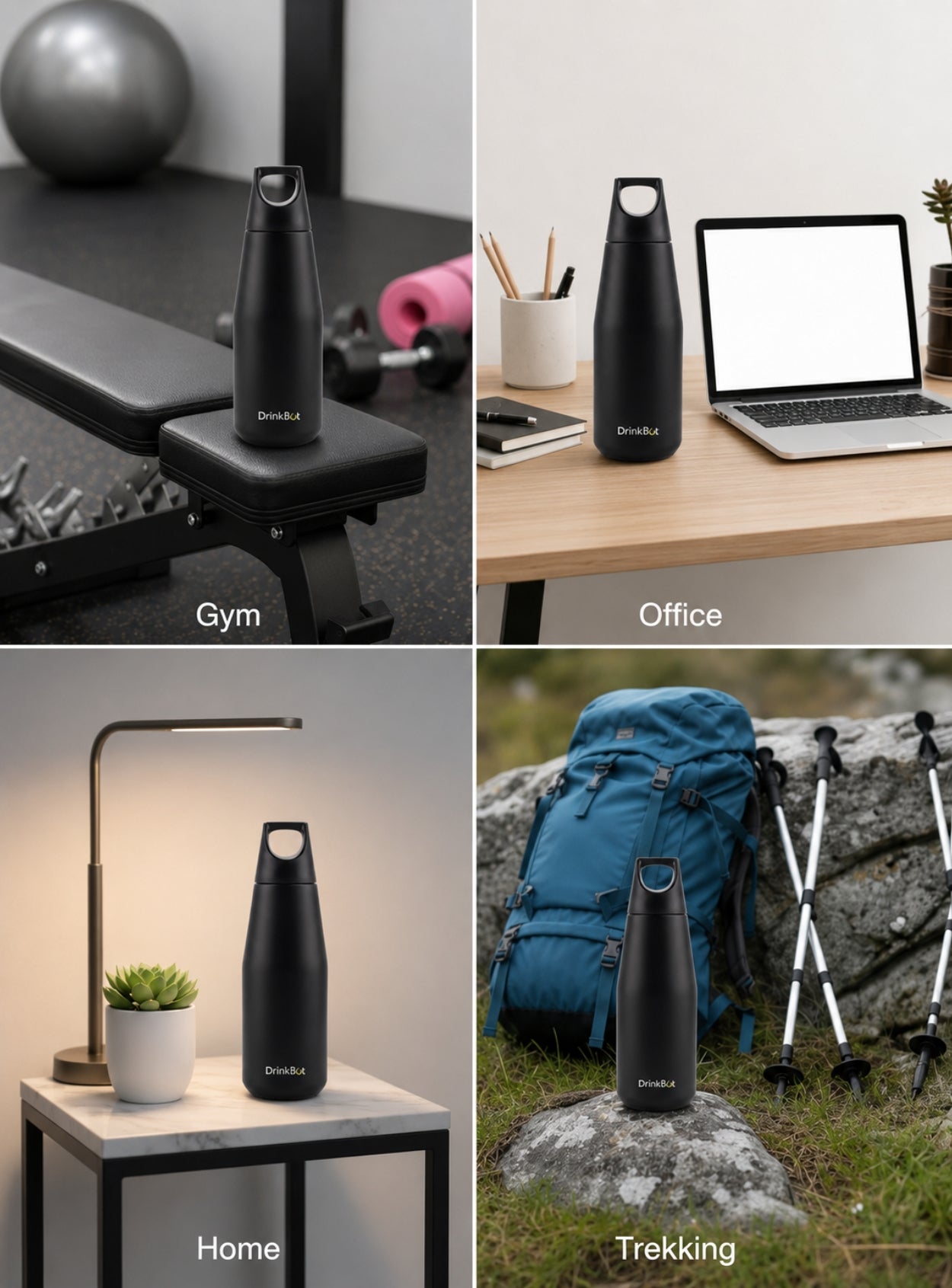 DrinkBot Myst Insulated Steel Water Bottle — 1080ml & 580ml | 316 Grade Steel | Leakproof | Matte Finish