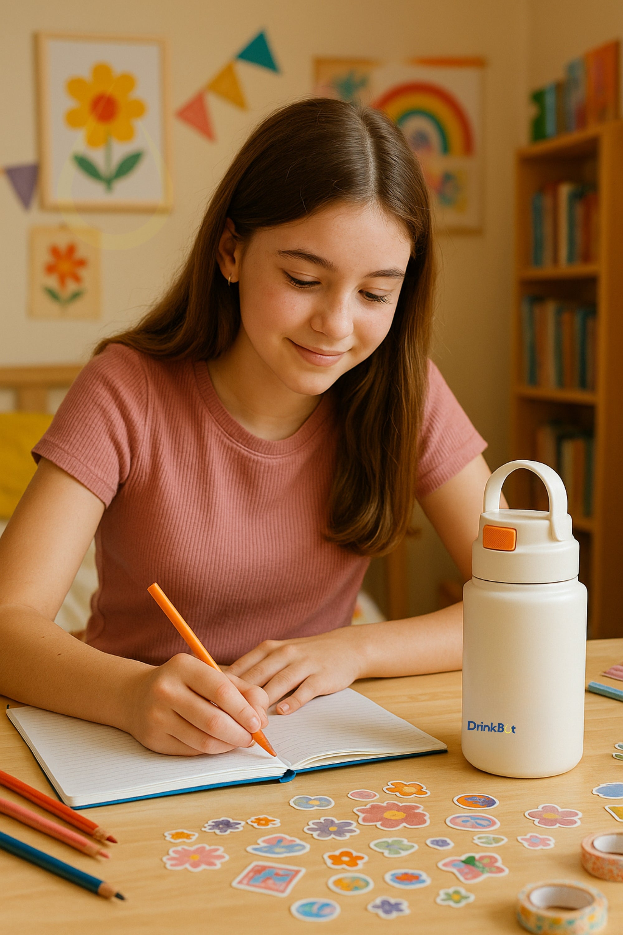 Drinkbot Luna | The Ultimate Recycled Stainless Steel Eco-Friendly & Reusable Water Bottle Ideal for School, Outdoor, Gym, Home, and Office Use - Leak Proof and BPA-Free, PVC Free - 800ml
