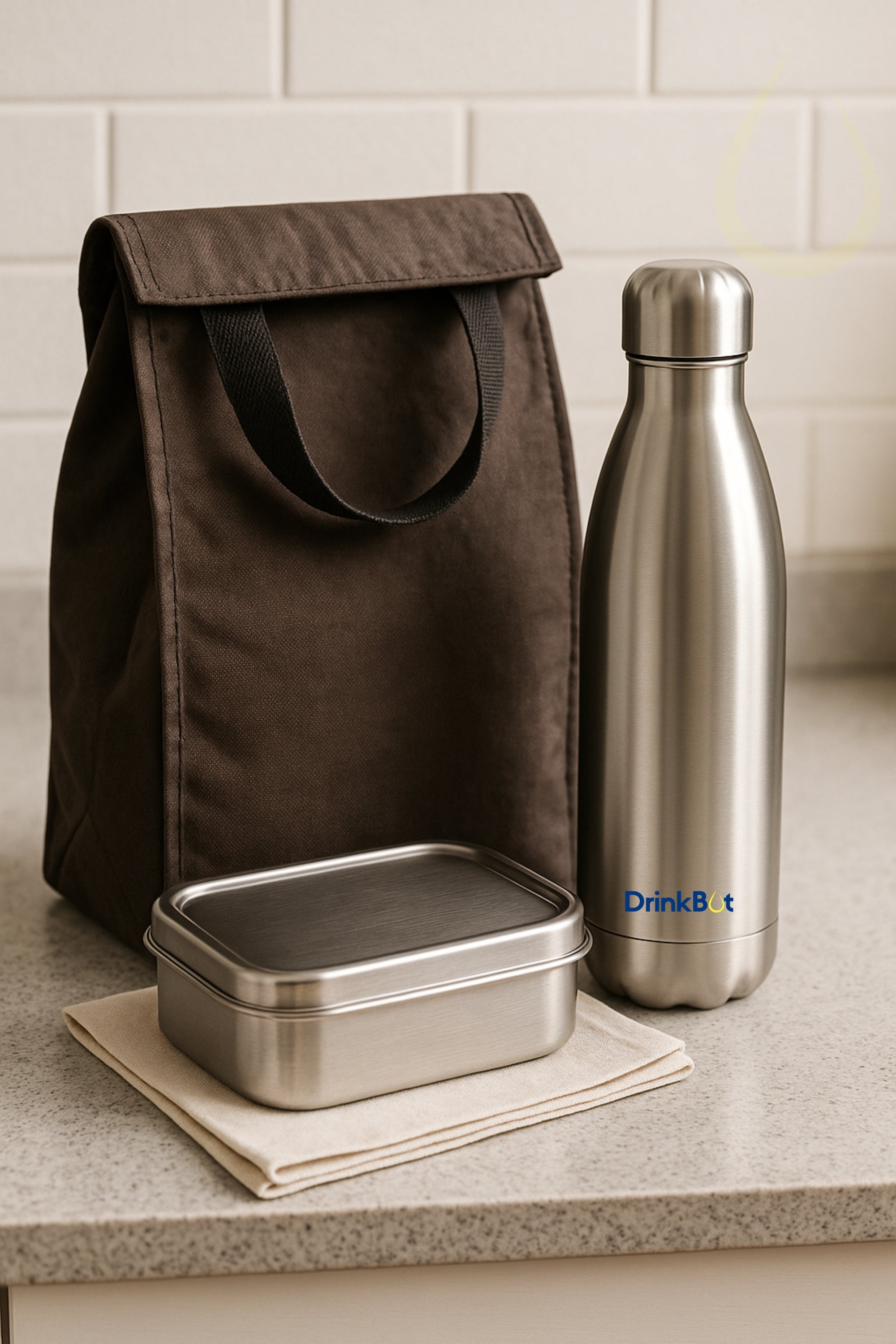 DrinkBot Soul - Stainless Steel Water Bottle | Double Wall Insulated | Classic Silver | Hot & Cold | Leakproof & Durable
