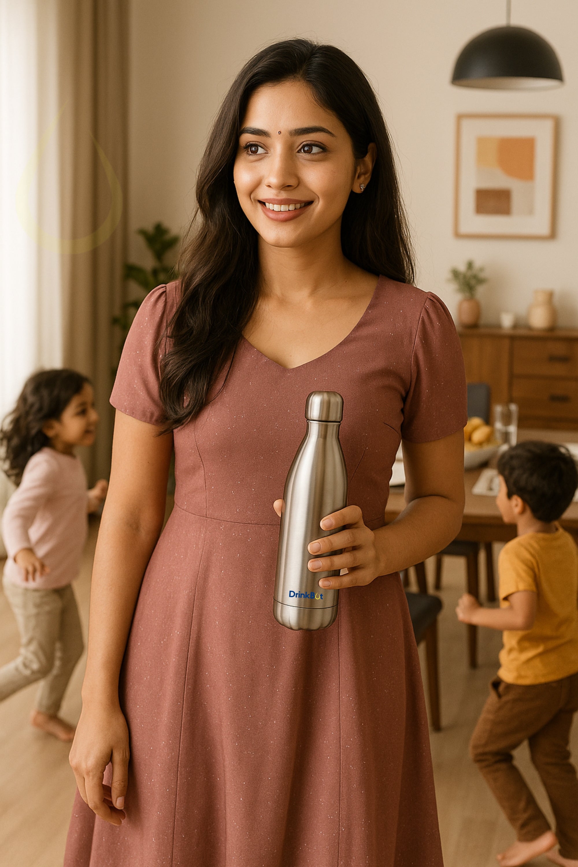 DrinkBot Soul - Stainless Steel Water Bottle | Double Wall Insulated | Classic Silver | Hot & Cold | Leakproof & Durable