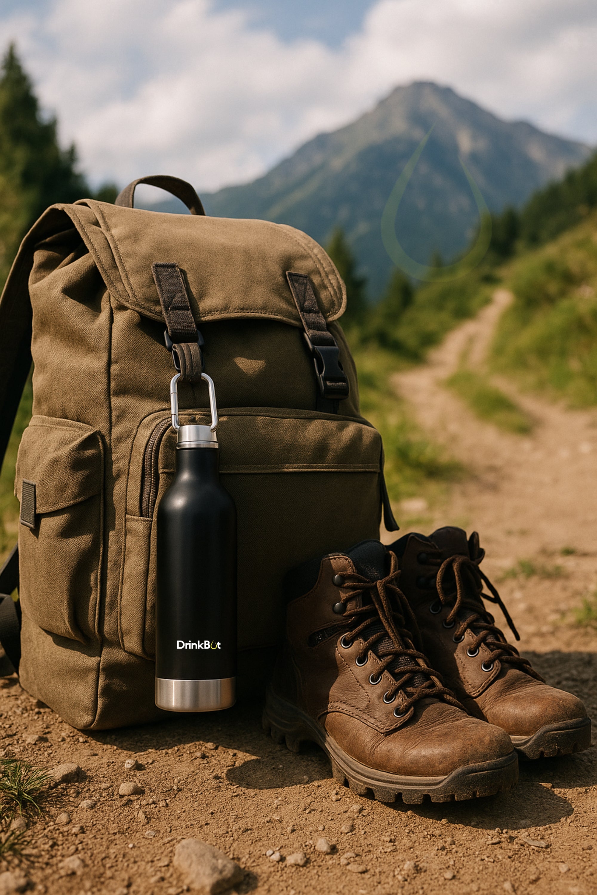Drinkbot Orion | Stainless Steel Water Bottle with Carry Handle (500 ml) Double Wall Vacuum Insulated Flask for Hot and Cold Beverages