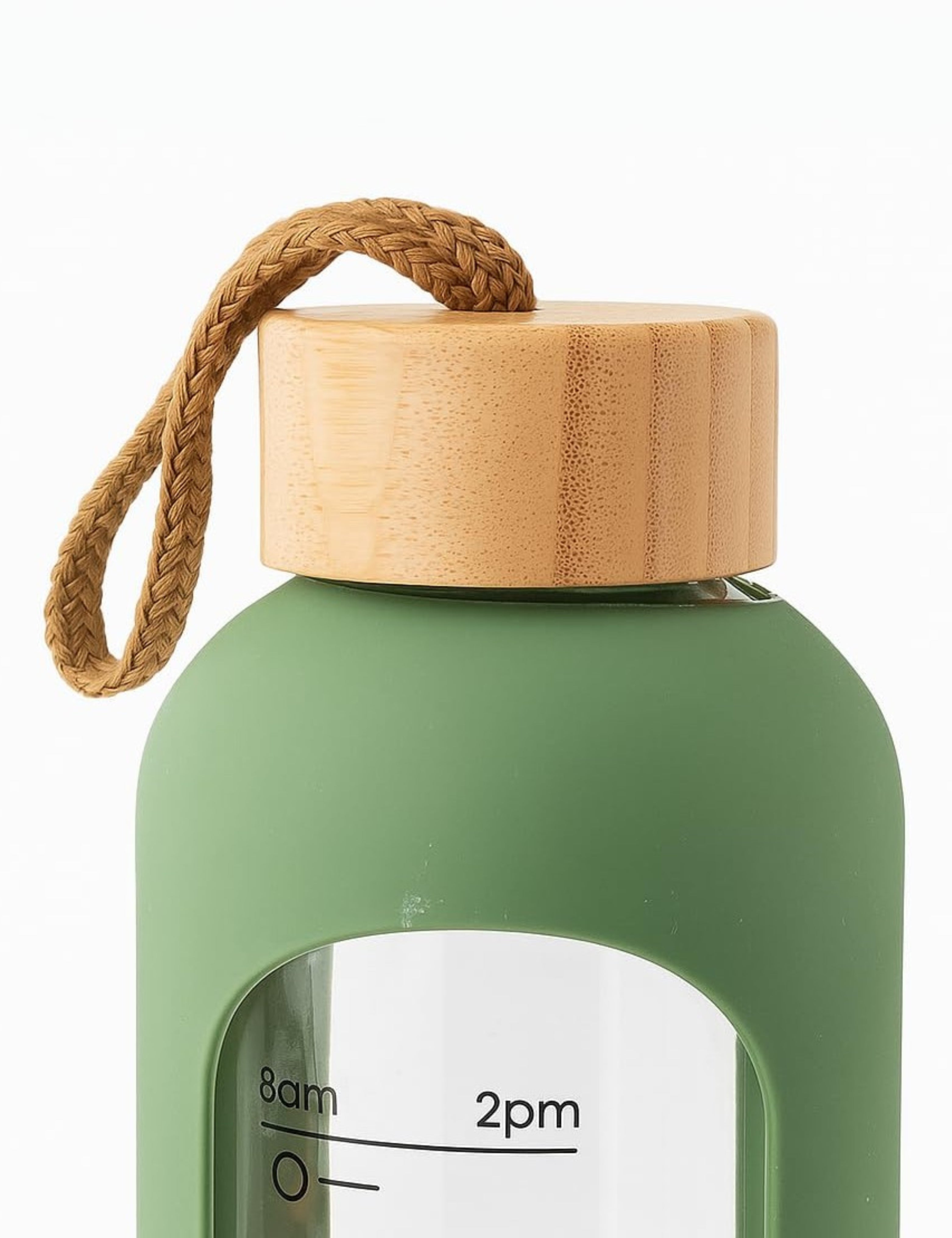 Drinkbot Flare – Borosilicate Glass Water Bottle with Time Marker & Motivational Quotes | Leak-Proof, BPA-Free, Reusable Bottle with Non-Slip Silicone Sleeve & Bamboo Lid