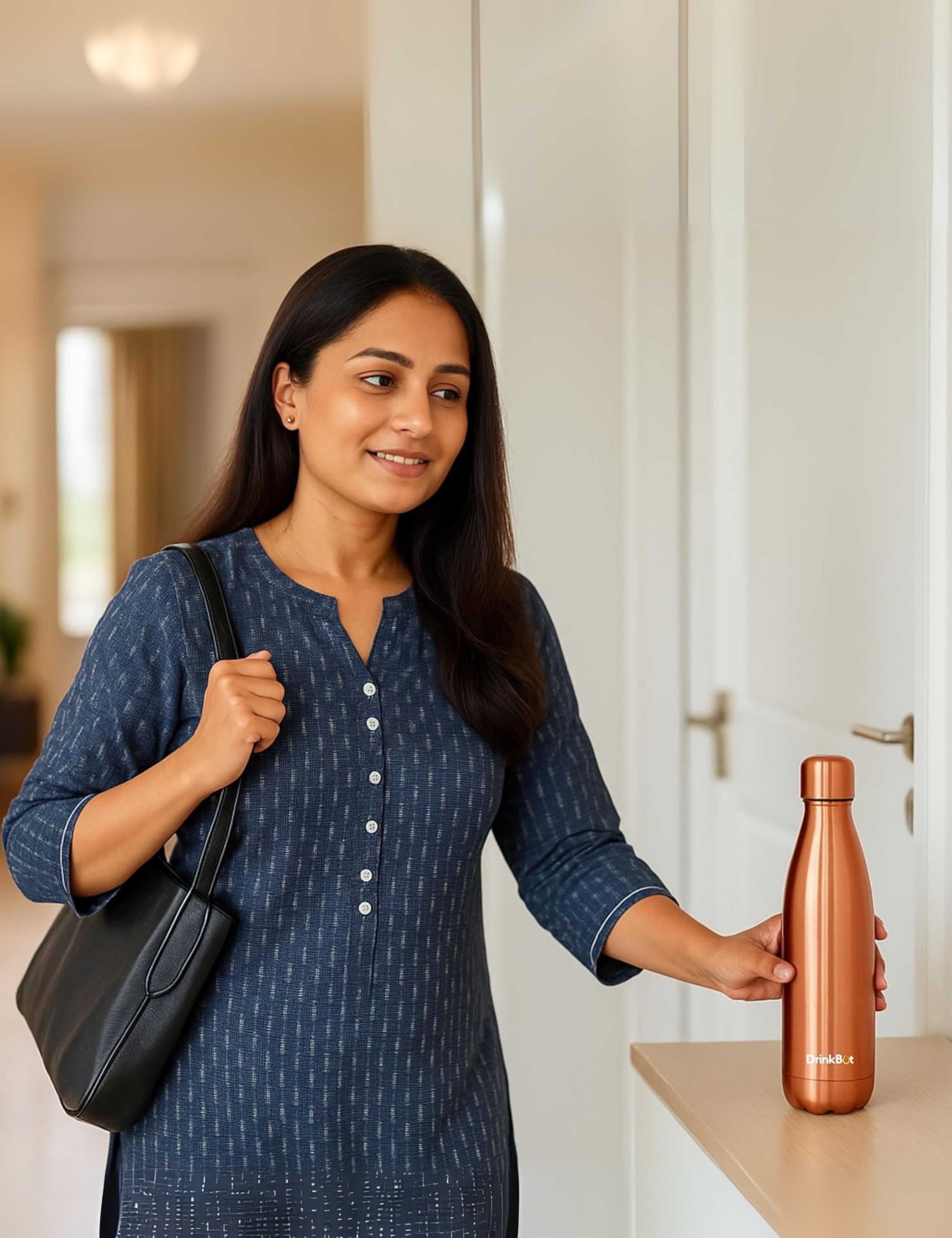 DrinkBot Amrit 1100ml Copper Water Bottle | 98% Pure Copper | Ayurvedic Benefits | Leak-Proof | Ideal for Home, Office & Gifting