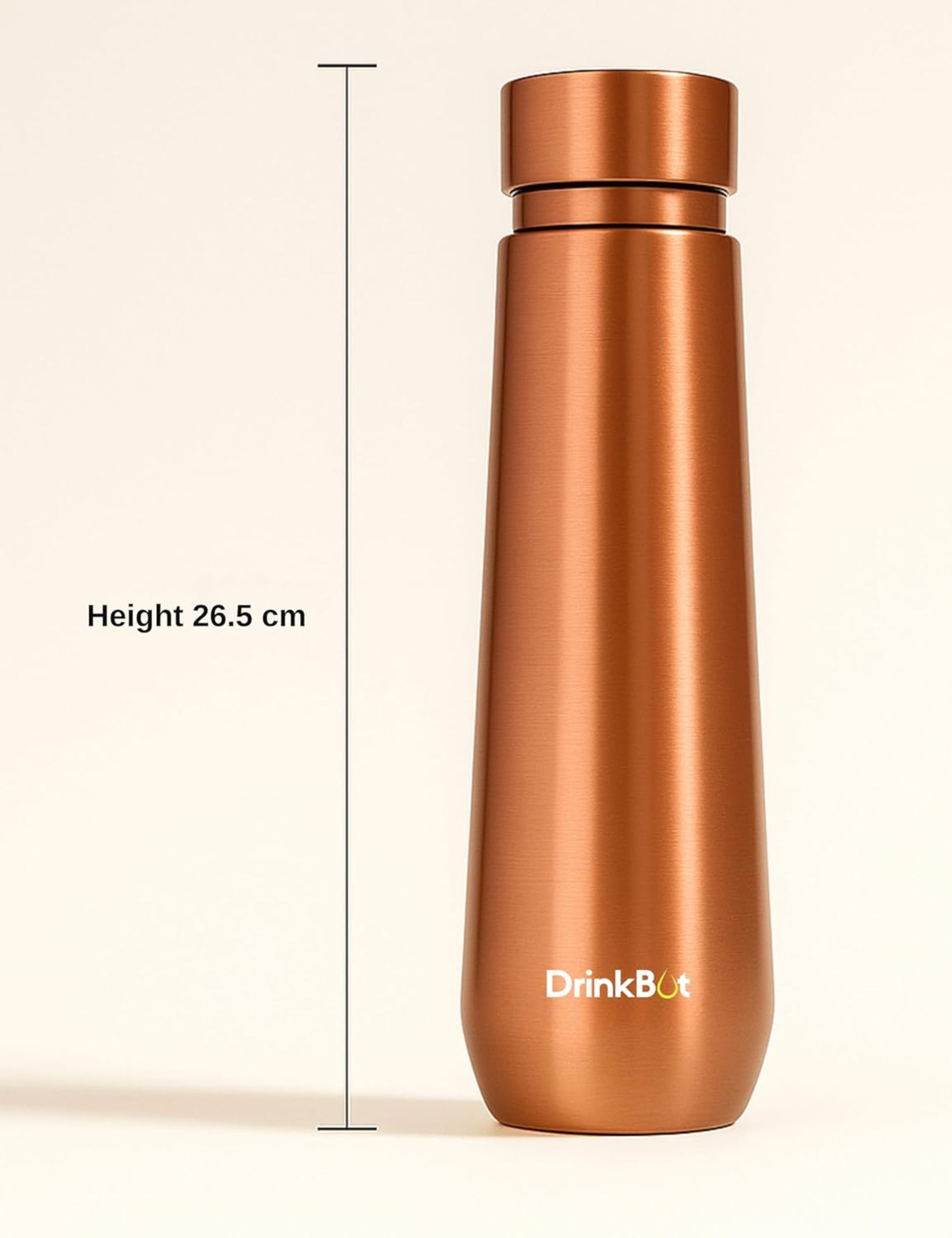 Drinkbot Aakar | 98% Pure Copper Water Bottle | 950ml Leakproof & Handcrafted for Ayurveda, Gifting & Everyday Use