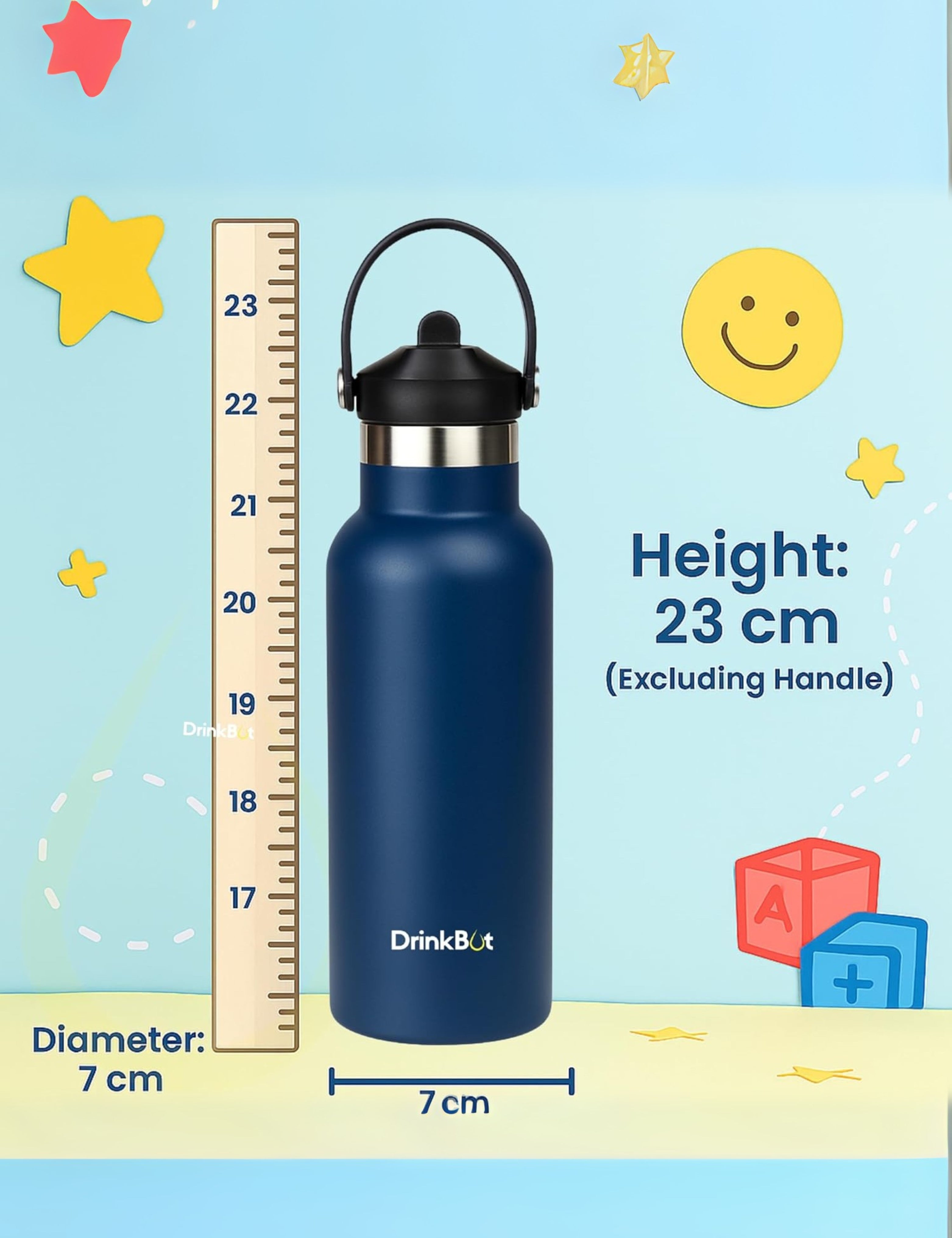DrinkBot Breeze Kids  Sipper Bottle | 24hr Hot & Cold | 304 Steel, Double Wall | BPA-Free, Leak & Rust-Proof | Ideal for School, Sports & Travel