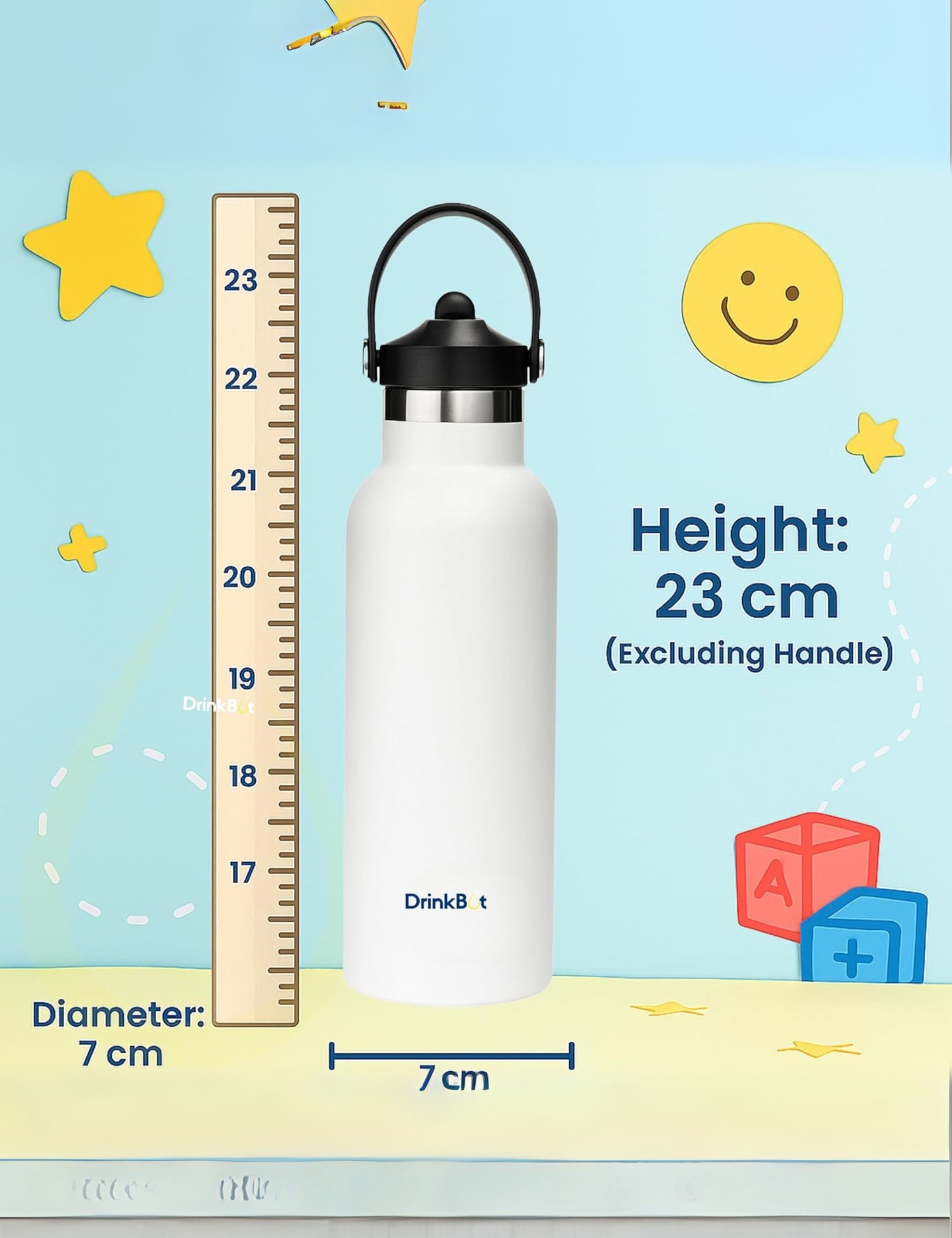 DrinkBot Breeze Kids  Sipper Bottle | 24hr Hot & Cold | 304 Steel, Double Wall | BPA-Free, Leak & Rust-Proof | Ideal for School, Sports & Travel