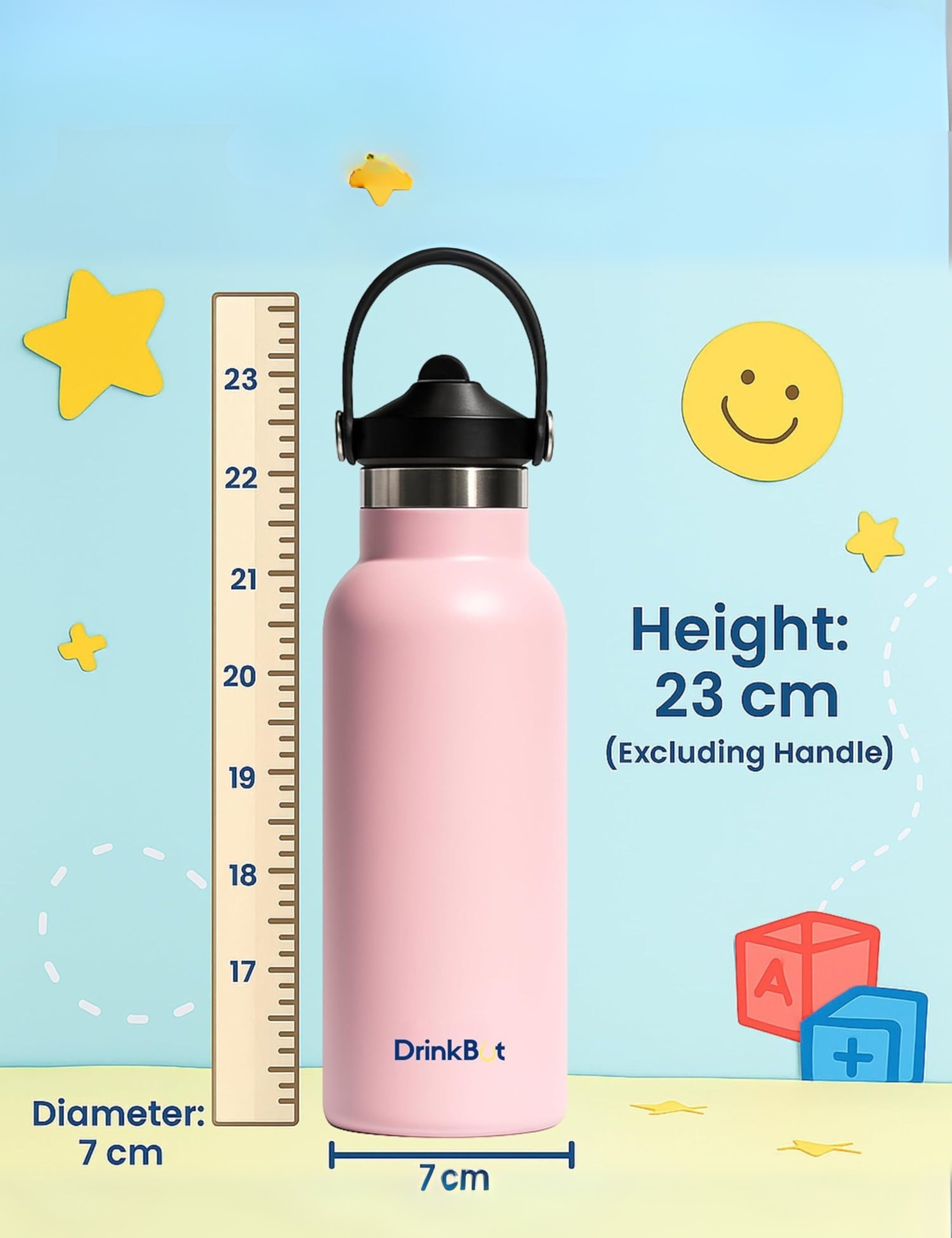 DrinkBot Breeze Kids  Sipper Bottle | 24hr Hot & Cold | 304 Steel, Double Wall | BPA-Free, Leak & Rust-Proof | Ideal for School, Sports & Travel