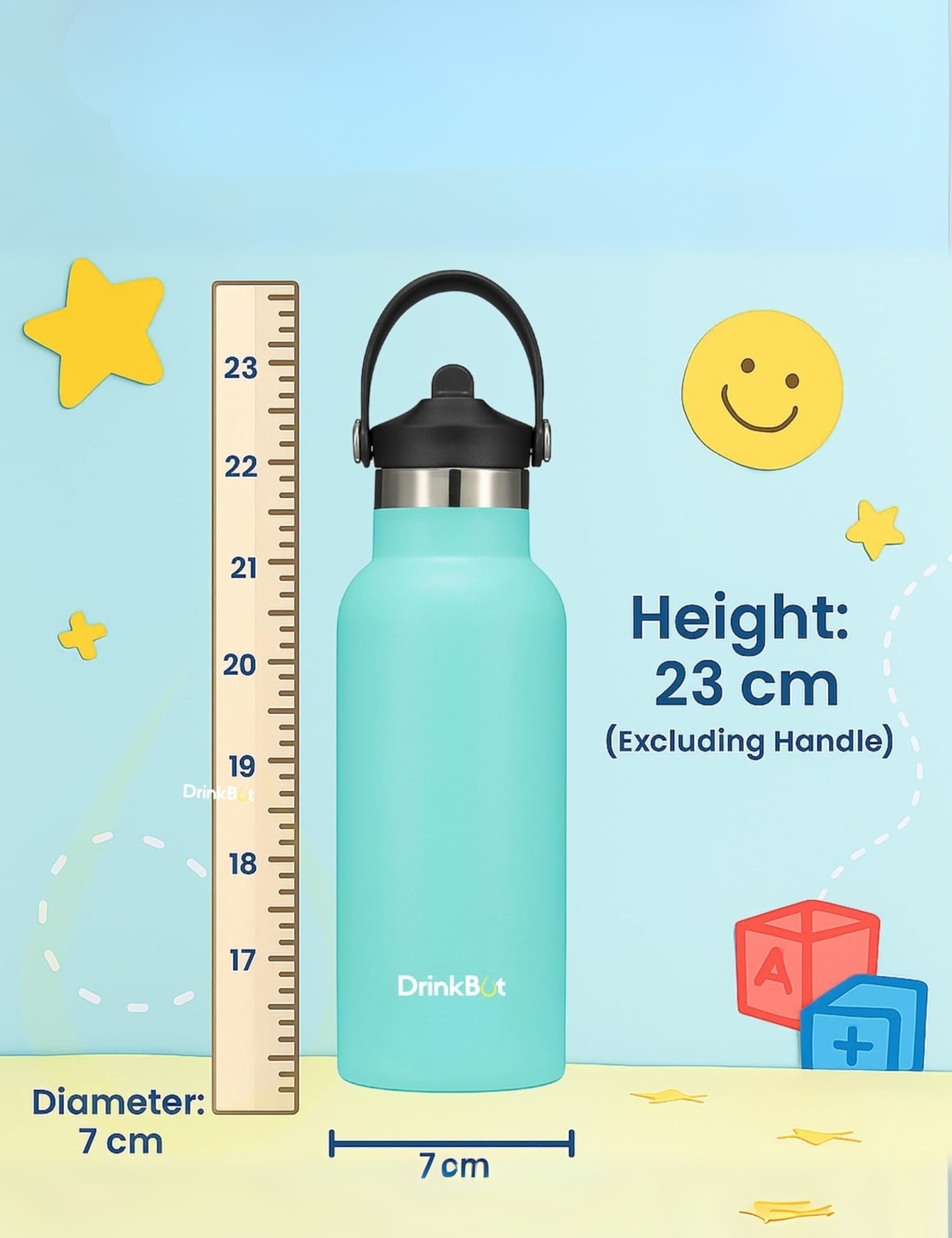 DrinkBot Breeze Kids  Sipper Bottle | 24hr Hot & Cold | 304 Steel, Double Wall | BPA-Free, Leak & Rust-Proof | Ideal for School, Sports & Travel