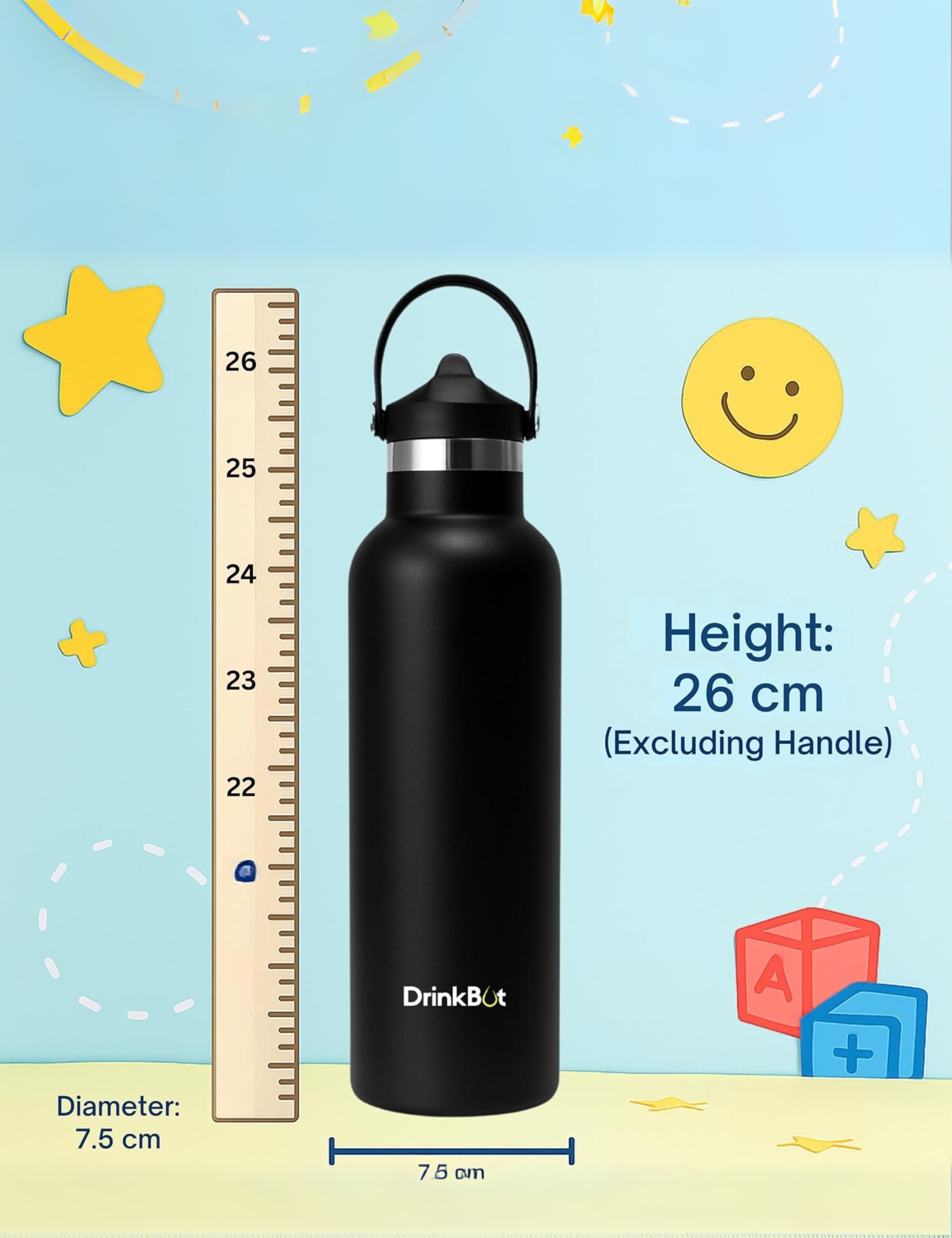 DrinkBot Breeze Kids  Sipper Bottle | 24hr Hot & Cold | 304 Steel, Double Wall | BPA-Free, Leak & Rust-Proof | Ideal for School, Sports & Travel
