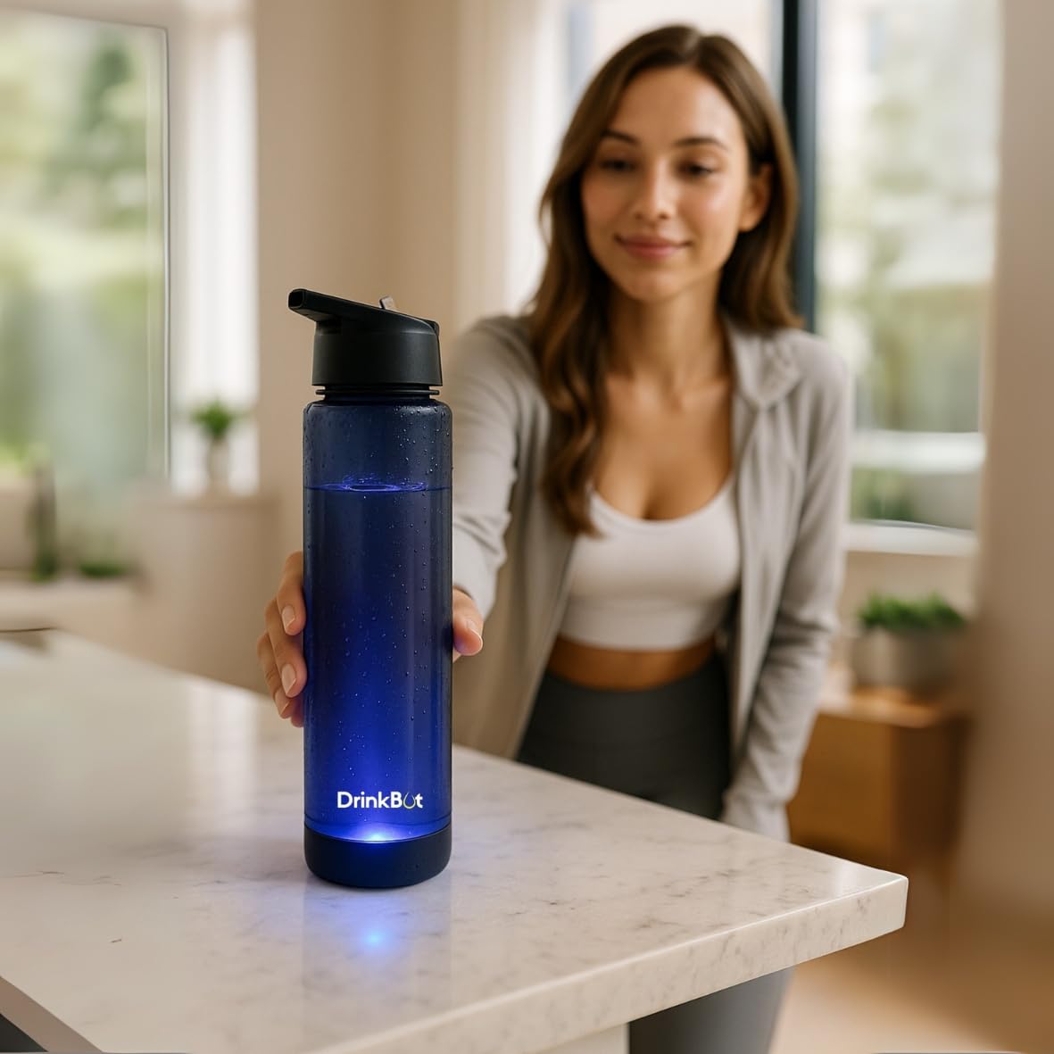 Drinkbot Smart Water Bottle 700/750 ml Water Bottle For Office| RGB Led Light Reminder To Drink|Durable,Leak Proof&Safe| Premium Bpa Free Material |Perfect For Gift,Travel,Gym,Yoga,Transparent