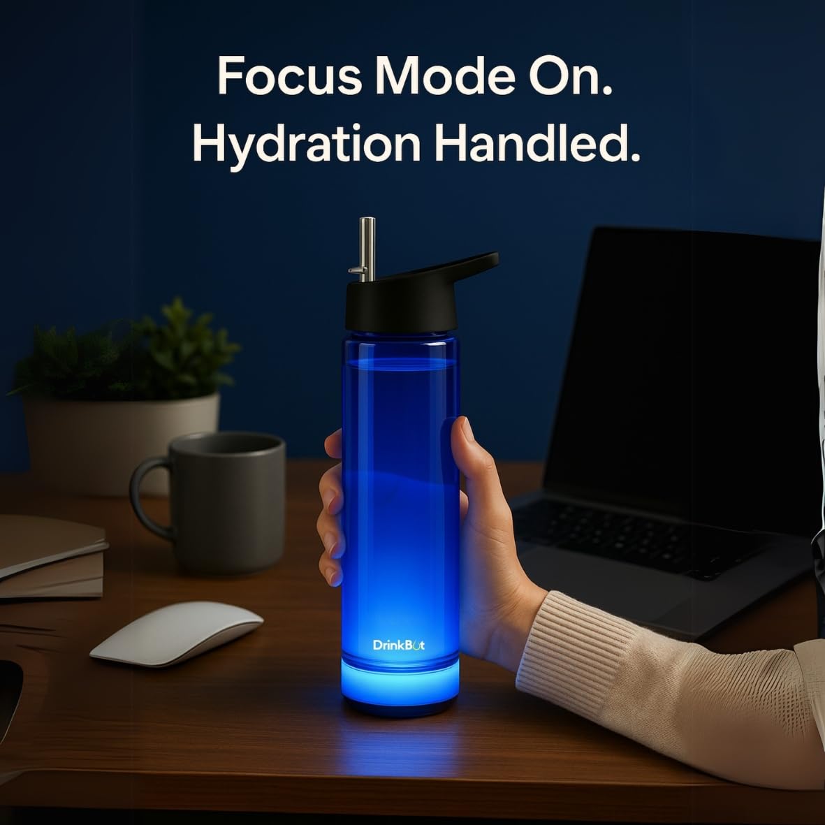 Drinkbot Smart Water Bottle 700/750 ml Water Bottle For Office| RGB Led Light Reminder To Drink|Durable,Leak Proof&Safe| Premium Bpa Free Material |Perfect For Gift,Travel,Gym,Yoga,Transparent