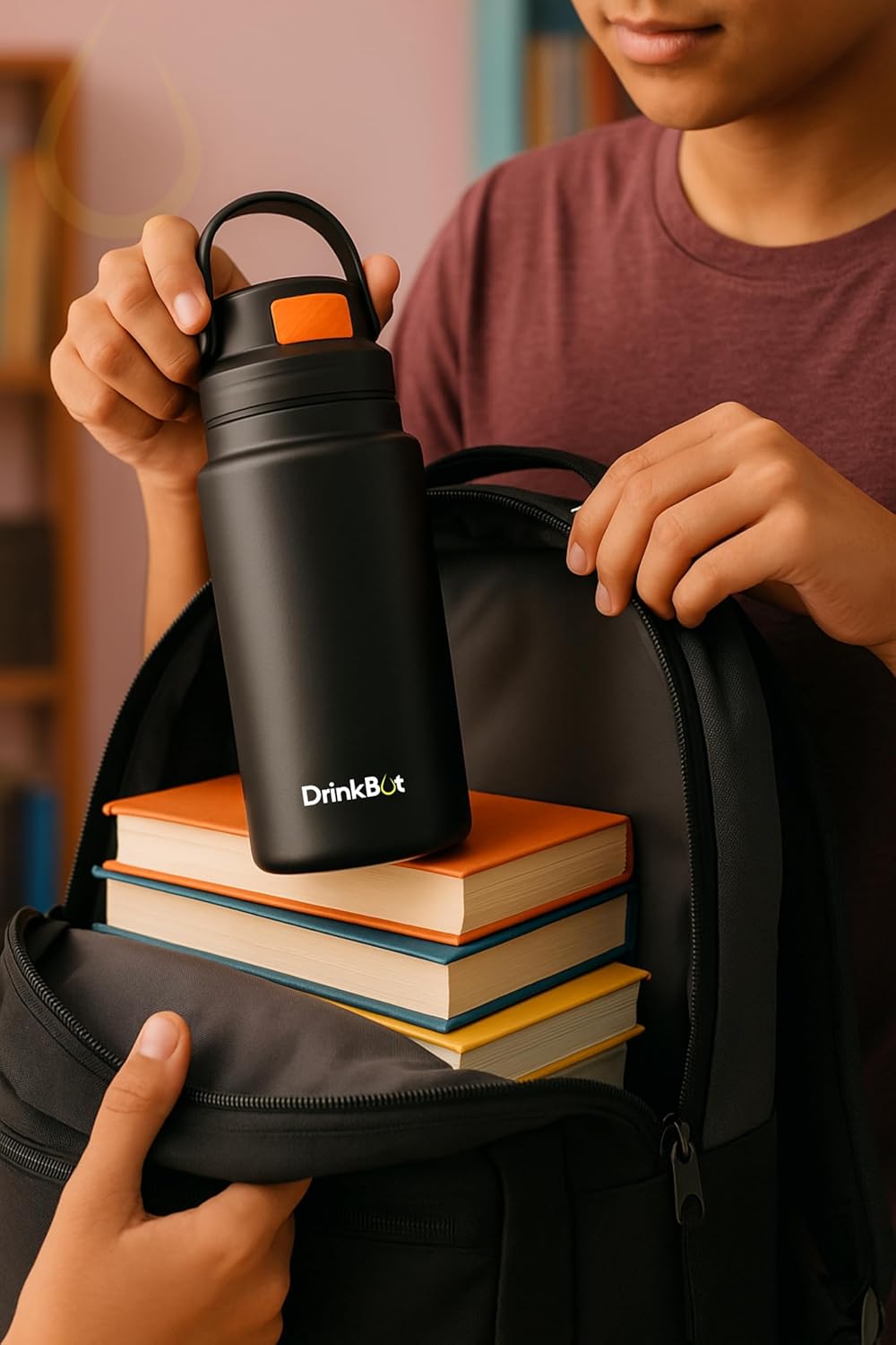 Drinkbot Luna | The Ultimate Recycled Stainless Steel Eco-Friendly & Reusable Water Bottle Ideal for School, Outdoor, Gym, Home, and Office Use - Leak Proof and BPA-Free, PVC Free - 800ml