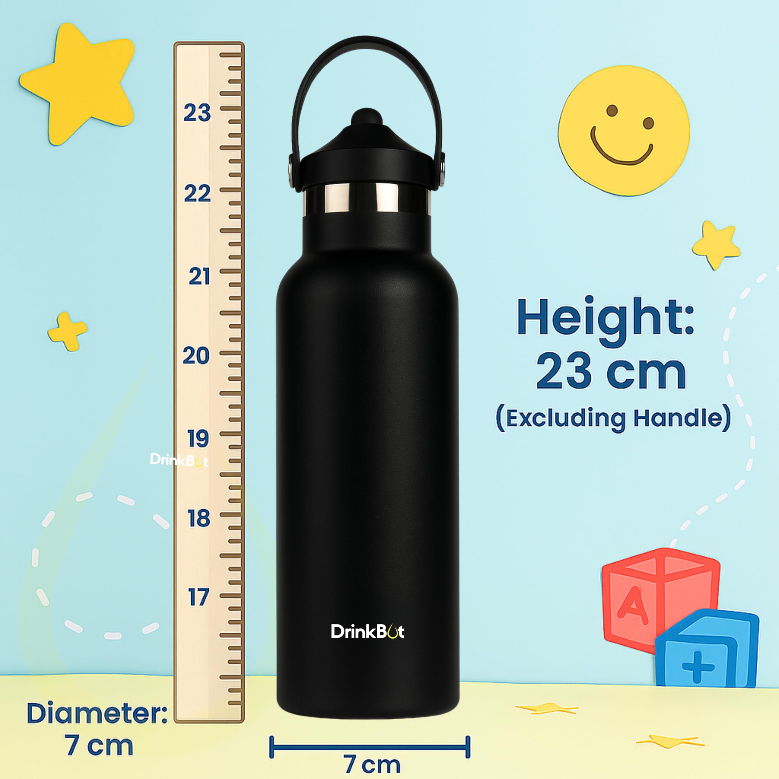 DrinkBot Breeze Kids  Sipper Bottle | 24hr Hot & Cold | 304 Steel, Double Wall | BPA-Free, Leak & Rust-Proof | Ideal for School, Sports & Travel