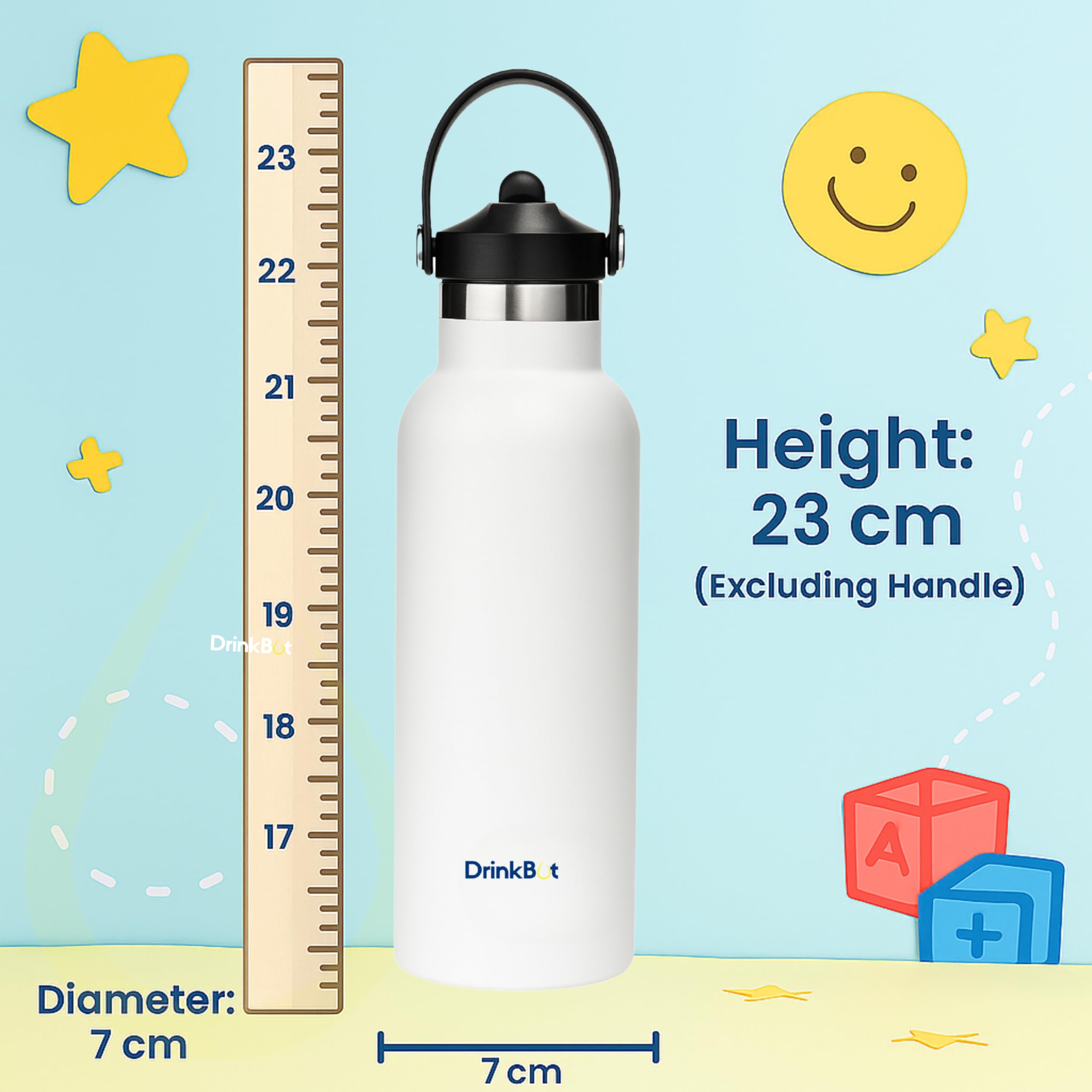 DrinkBot Breeze Kids  Sipper Bottle | 24hr Hot & Cold | 304 Steel, Double Wall | BPA-Free, Leak & Rust-Proof | Ideal for School, Sports & Travel
