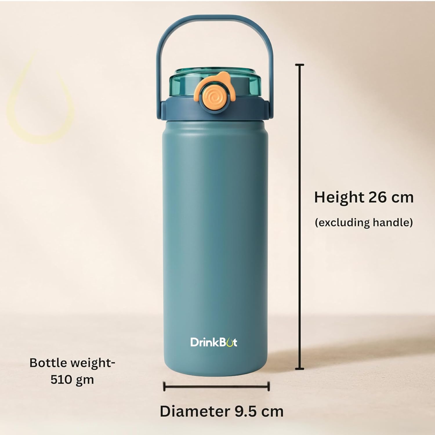 Drinkbot Nova | 1200 ml | 316 Grade Stainless Steel | Vacuum Insulated Water Bottle | Dual Access with Both Sip & Pour Lid | Thermos Hot & Cold | Water Bottle for Office, School, Gym and and Outdoor