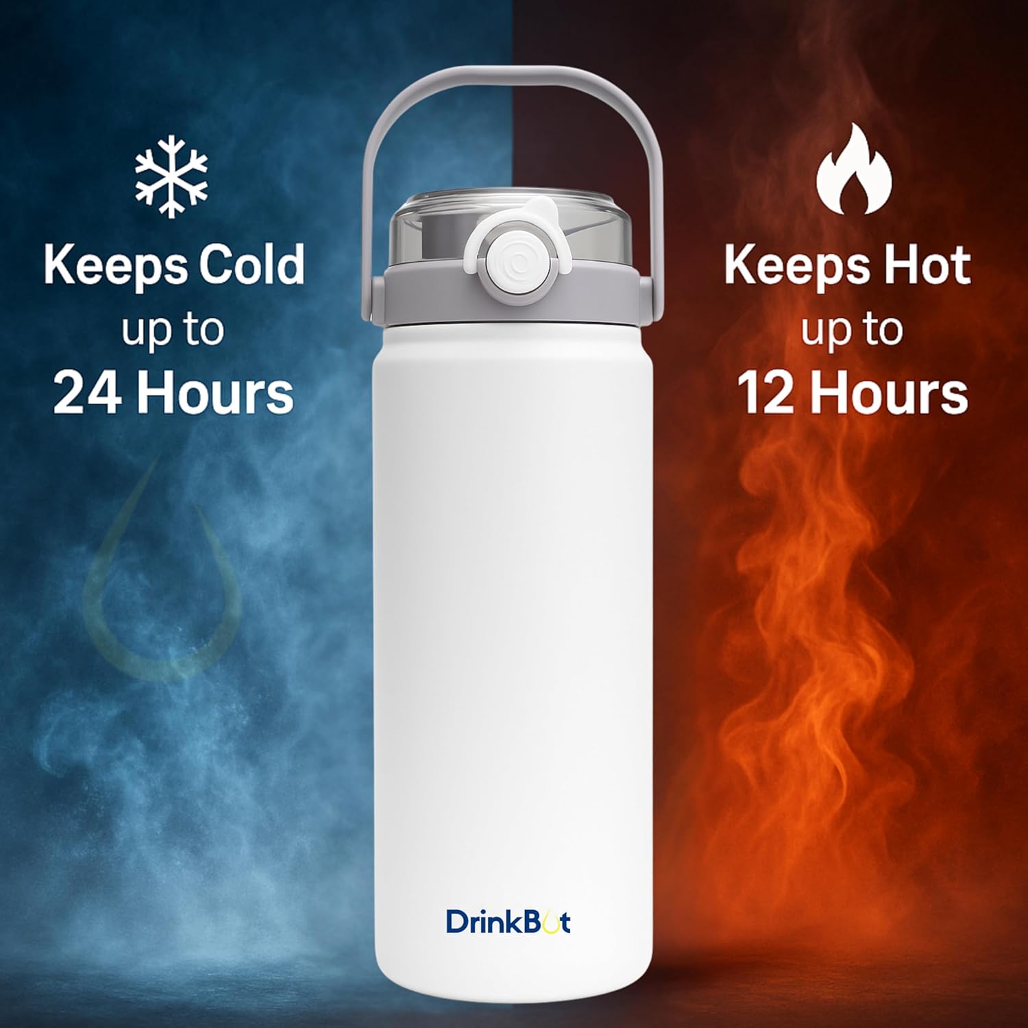 Drinkbot Nova | 1200 ml | 316 Grade Stainless Steel | Vacuum Insulated Water Bottle | Dual Access with Both Sip & Pour Lid | Thermos Hot & Cold | Water Bottle for Office, School, Gym and and Outdoor