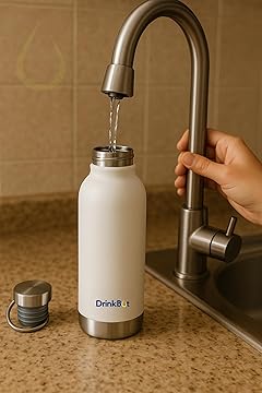 Drinkbot Orion | Stainless Steel Water Bottle with Carry Handle (500 ml) Double Wall Vacuum Insulated Flask for Hot and Cold Beverages