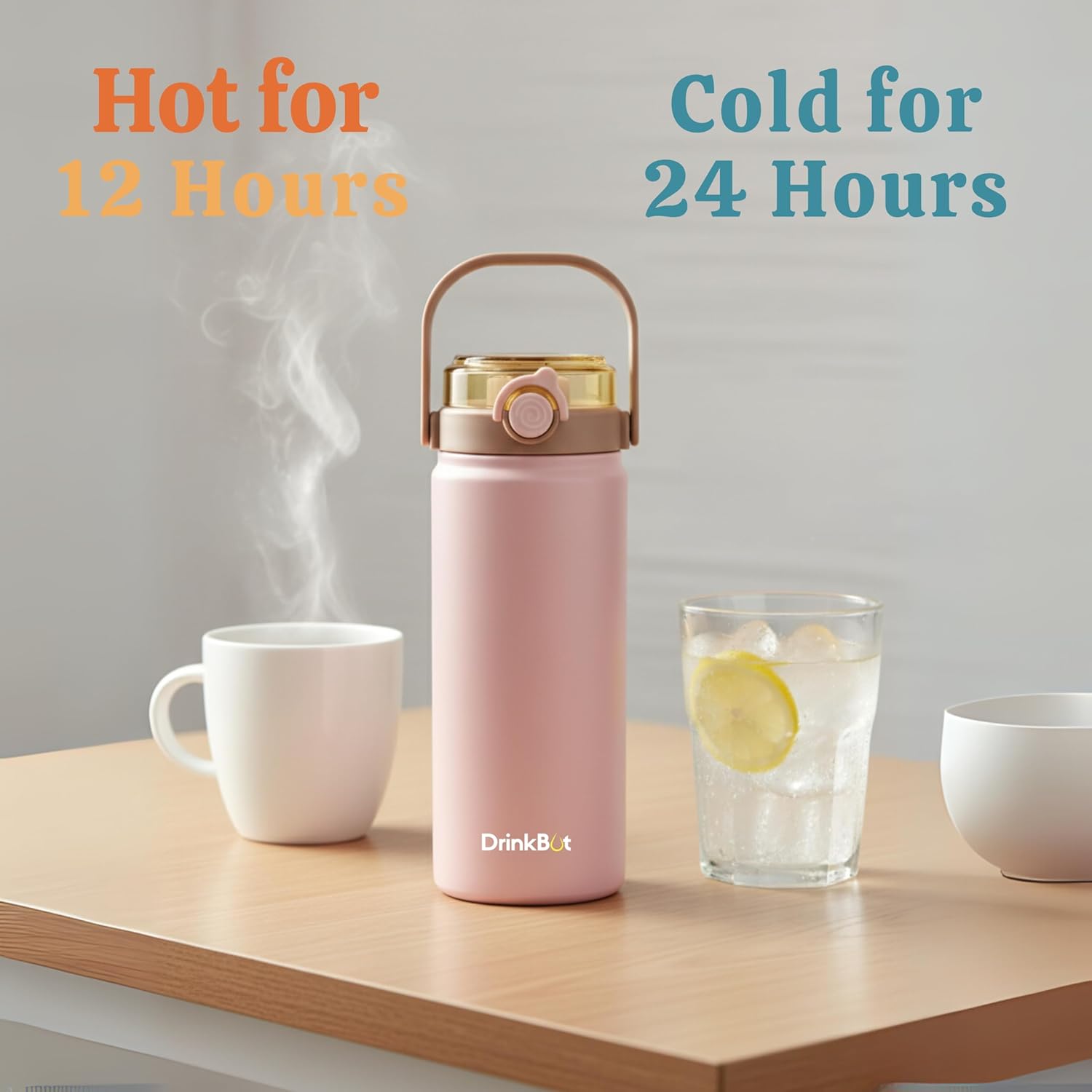 Drinkbot Nova | 1200 ml | 316 Grade Stainless Steel | Vacuum Insulated Water Bottle | Dual Access with Both Sip & Pour Lid | Thermos Hot & Cold | Water Bottle for Office, School, Gym and and Outdoor