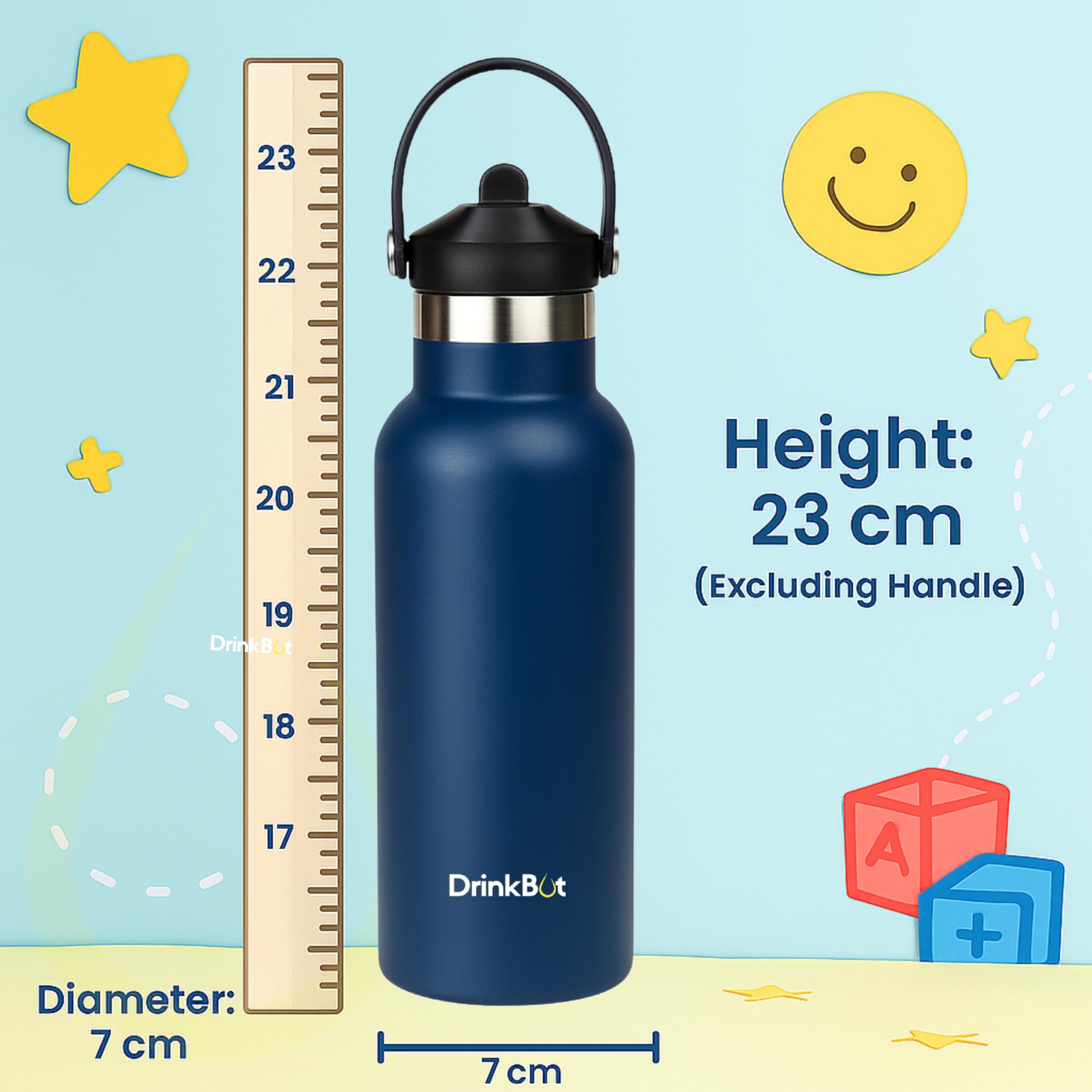 DrinkBot Breeze Kids  Sipper Bottle | 24hr Hot & Cold | 304 Steel, Double Wall | BPA-Free, Leak & Rust-Proof | Ideal for School, Sports & Travel