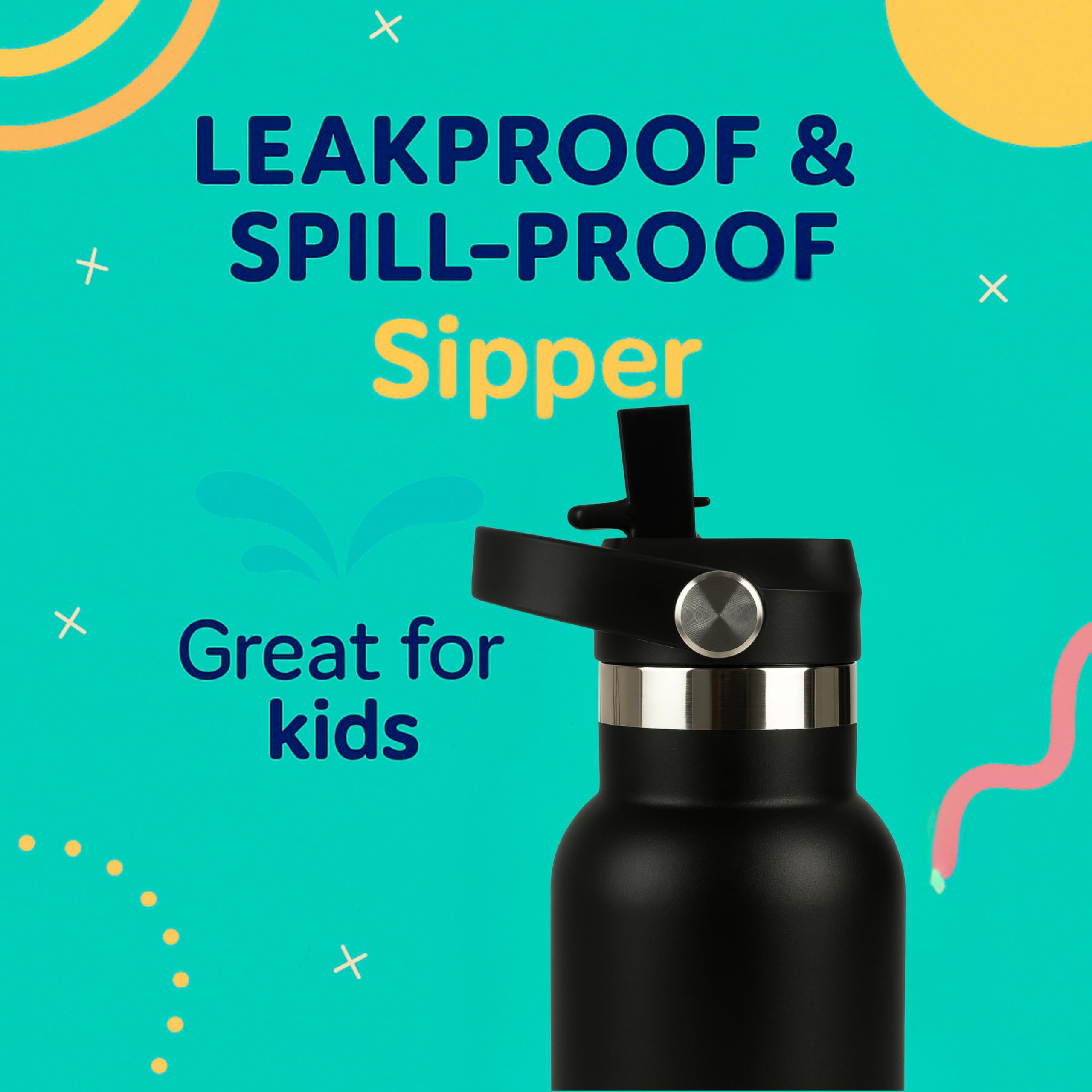 DrinkBot Breeze Kids  Sipper Bottle | 24hr Hot & Cold | 304 Steel, Double Wall | BPA-Free, Leak & Rust-Proof | Ideal for School, Sports & Travel