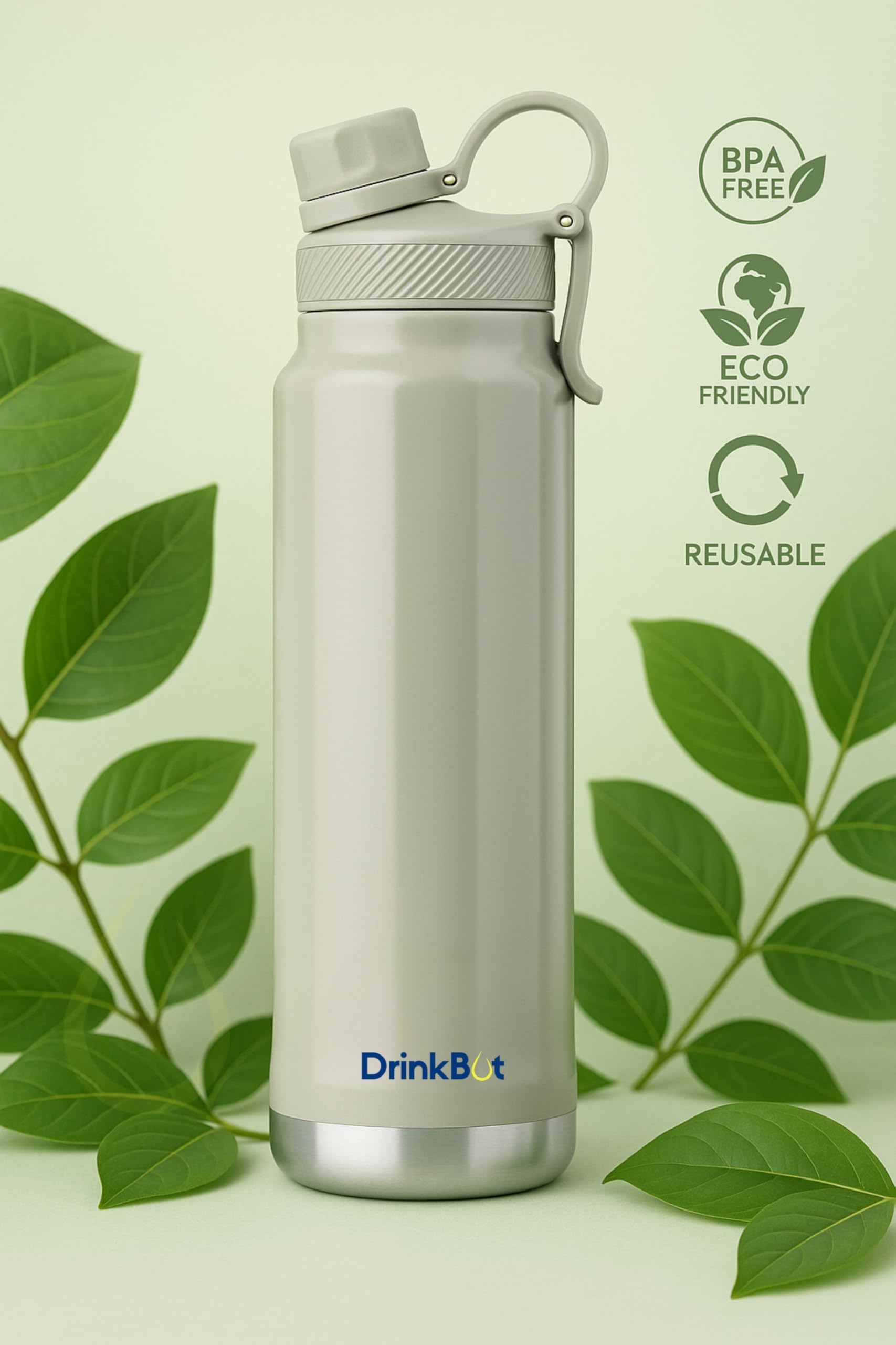 Drinkbot Comet | Stainless Steel Insulated Water Bottle – 750ml | Hot & Cold Thermos with Flip Cap & Straw | BPA-Free, Leak-Proof, Double-Wall Vacuum Flask for Office, Gym, and Travel