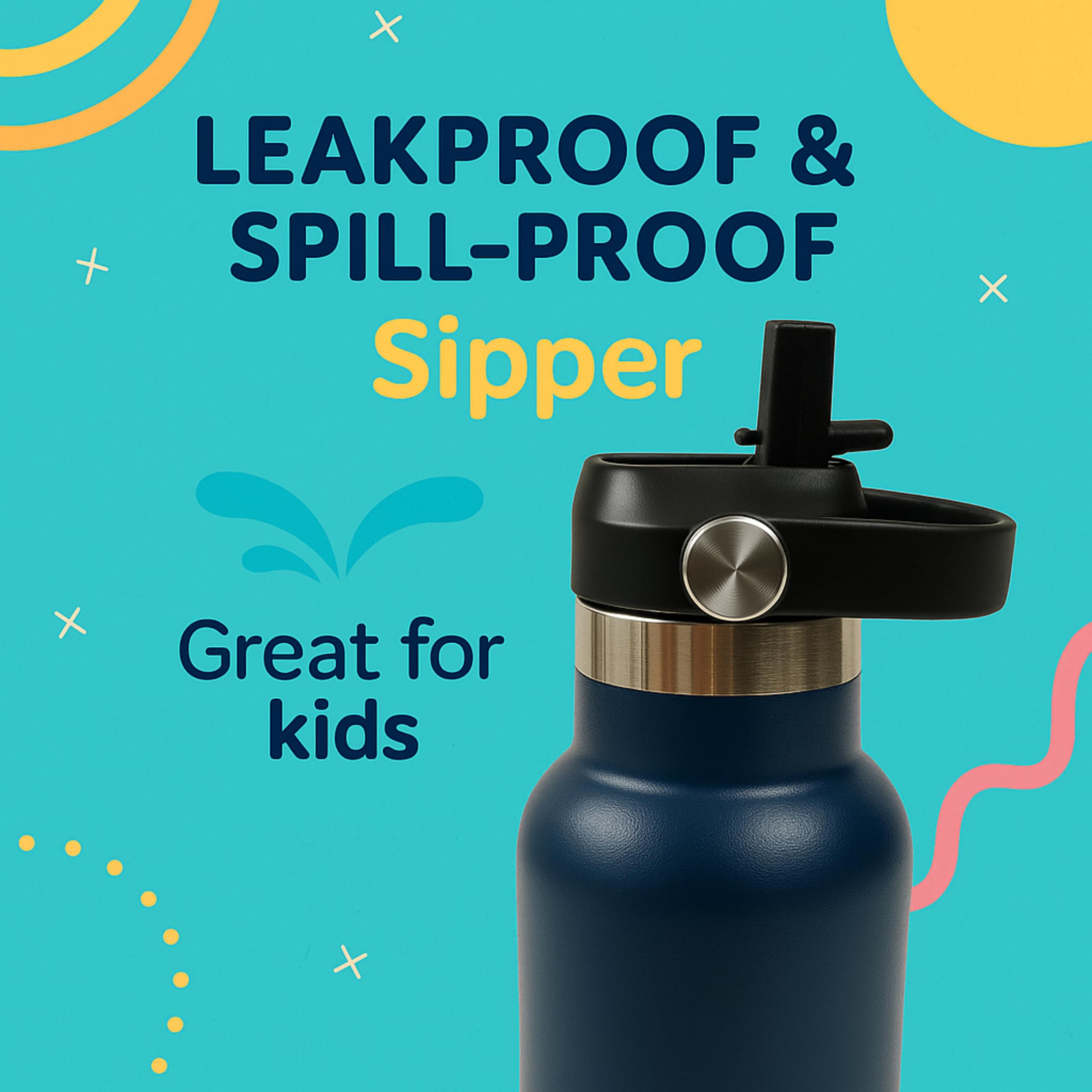 DrinkBot Breeze Kids  Sipper Bottle | 24hr Hot & Cold | 304 Steel, Double Wall | BPA-Free, Leak & Rust-Proof | Ideal for School, Sports & Travel