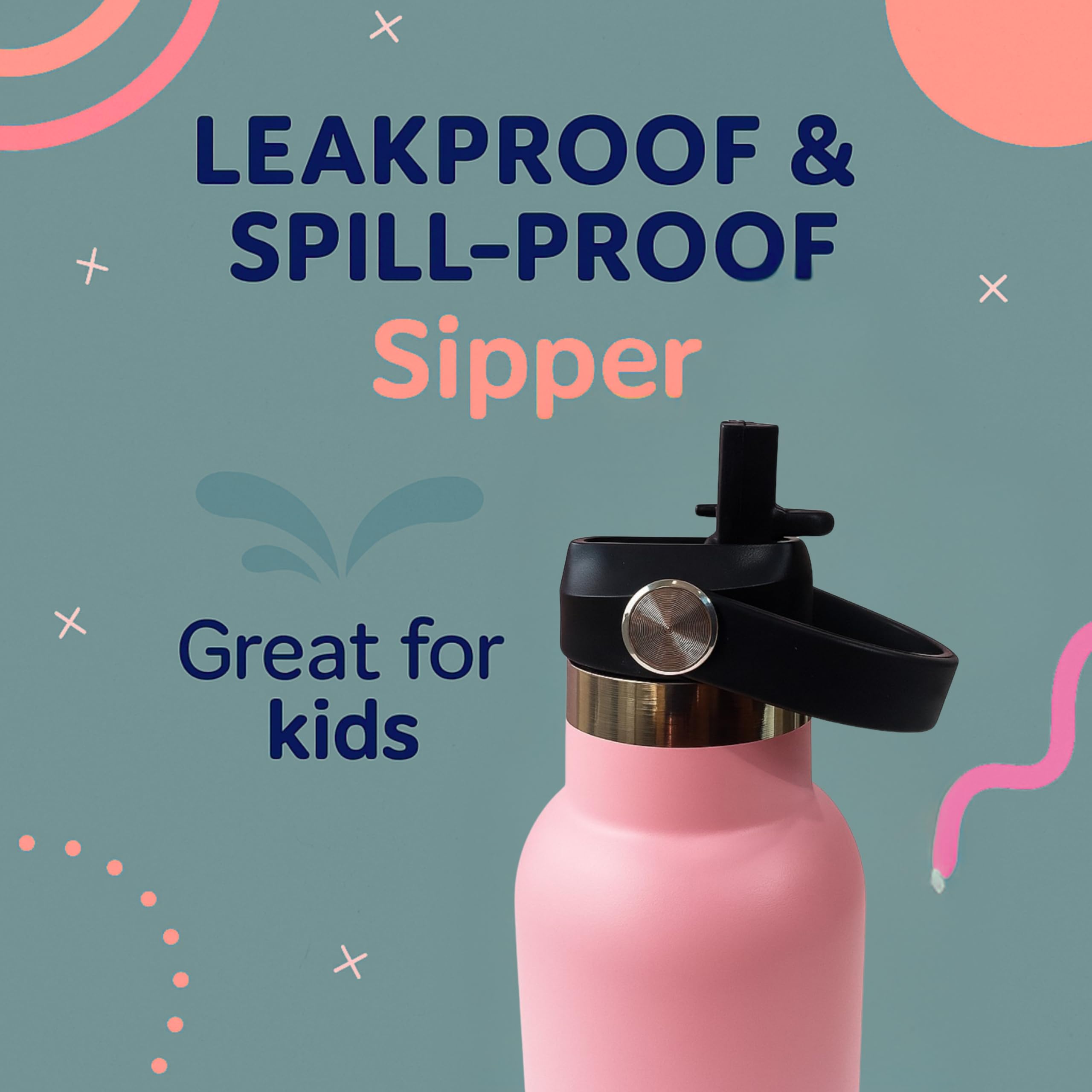 DrinkBot Breeze Kids  Sipper Bottle | 24hr Hot & Cold | 304 Steel, Double Wall | BPA-Free, Leak & Rust-Proof | Ideal for School, Sports & Travel
