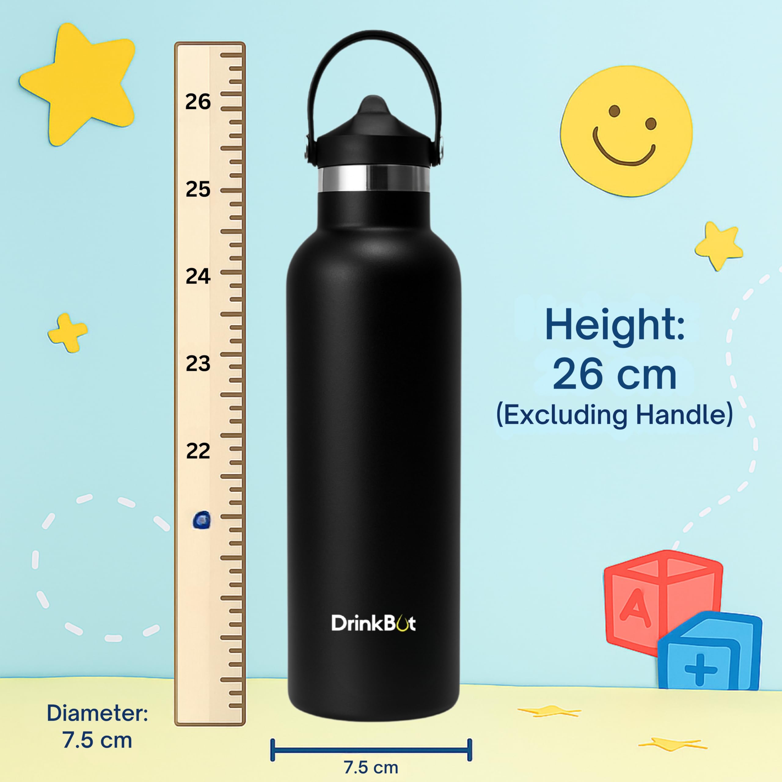 DrinkBot Breeze Kids  Sipper Bottle | 24hr Hot & Cold | 304 Steel, Double Wall | BPA-Free, Leak & Rust-Proof | Ideal for School, Sports & Travel