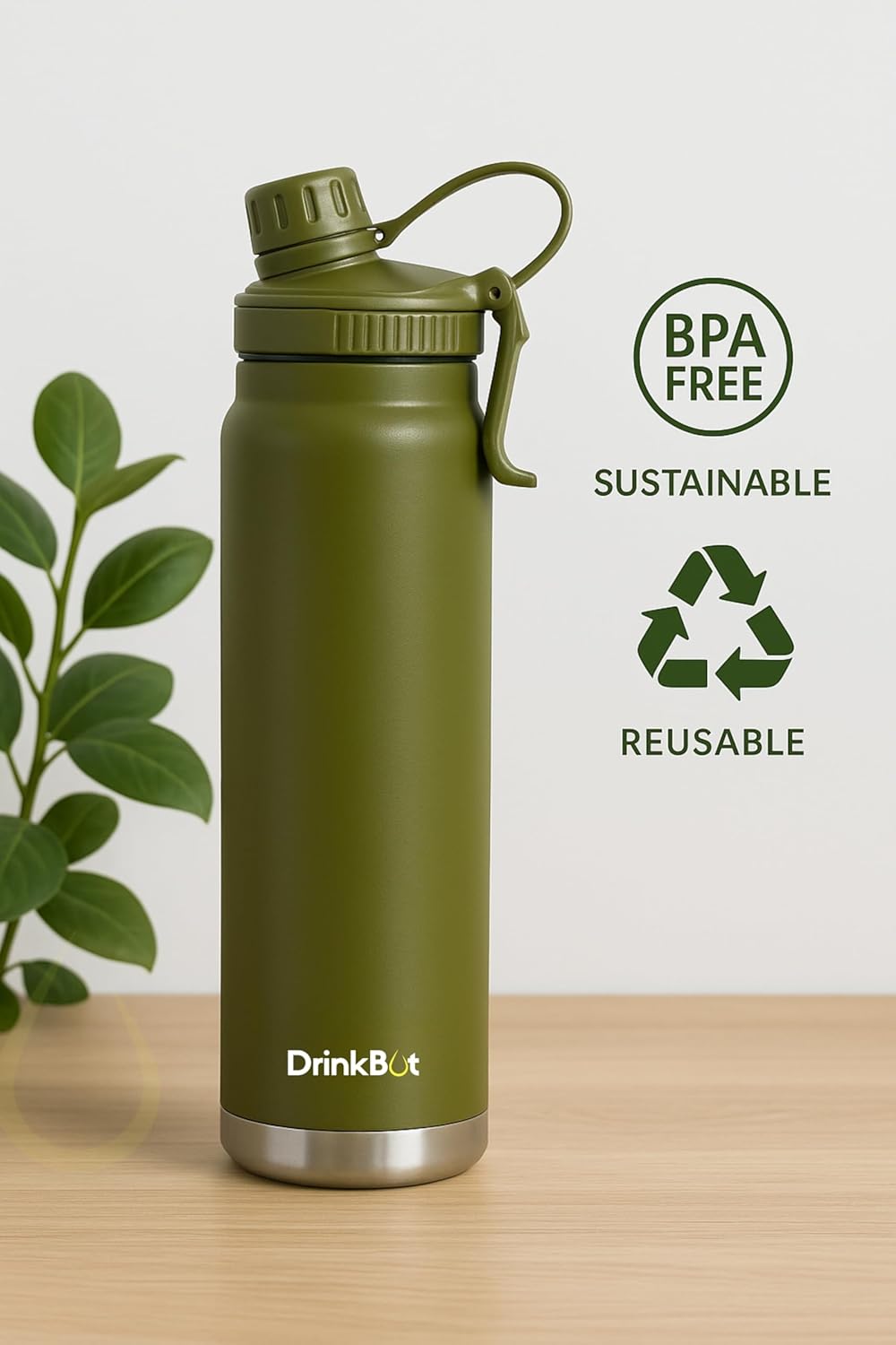Drinkbot Comet | Stainless Steel Insulated Water Bottle – 750ml | Hot & Cold Thermos with Flip Cap & Straw | BPA-Free, Leak-Proof, Double-Wall Vacuum Flask for Office, Gym, and Travel