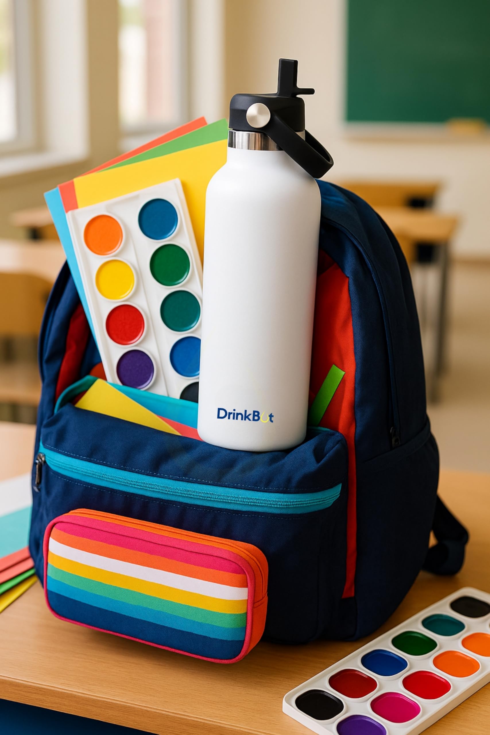 DrinkBot Breeze Kids  Sipper Bottle | 24hr Hot & Cold | 304 Steel, Double Wall | BPA-Free, Leak & Rust-Proof | Ideal for School, Sports & Travel
