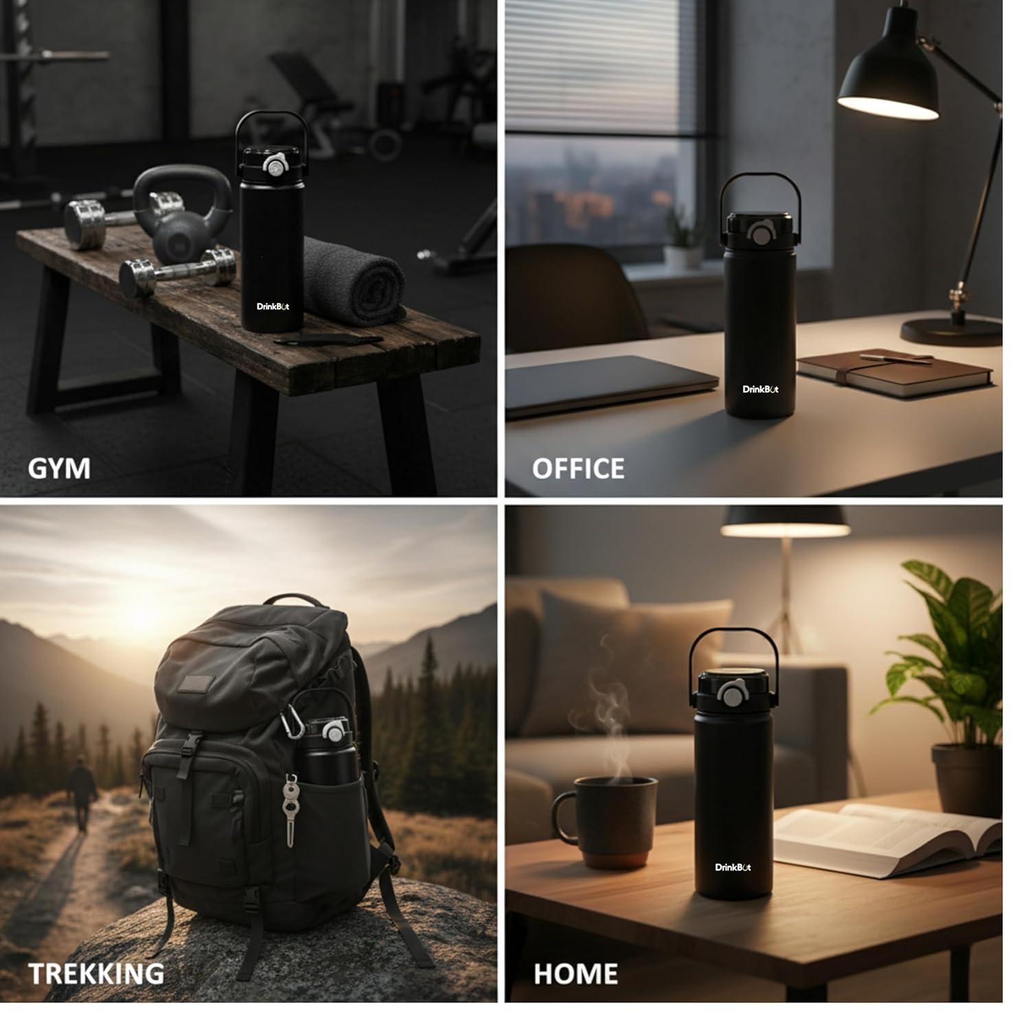 Drinkbot Nova | 1200 ml | 316 Grade Stainless Steel | Vacuum Insulated Water Bottle | Dual Access with Both Sip & Pour Lid | Thermos Hot & Cold | Water Bottle for Office, School, Gym and and Outdoor