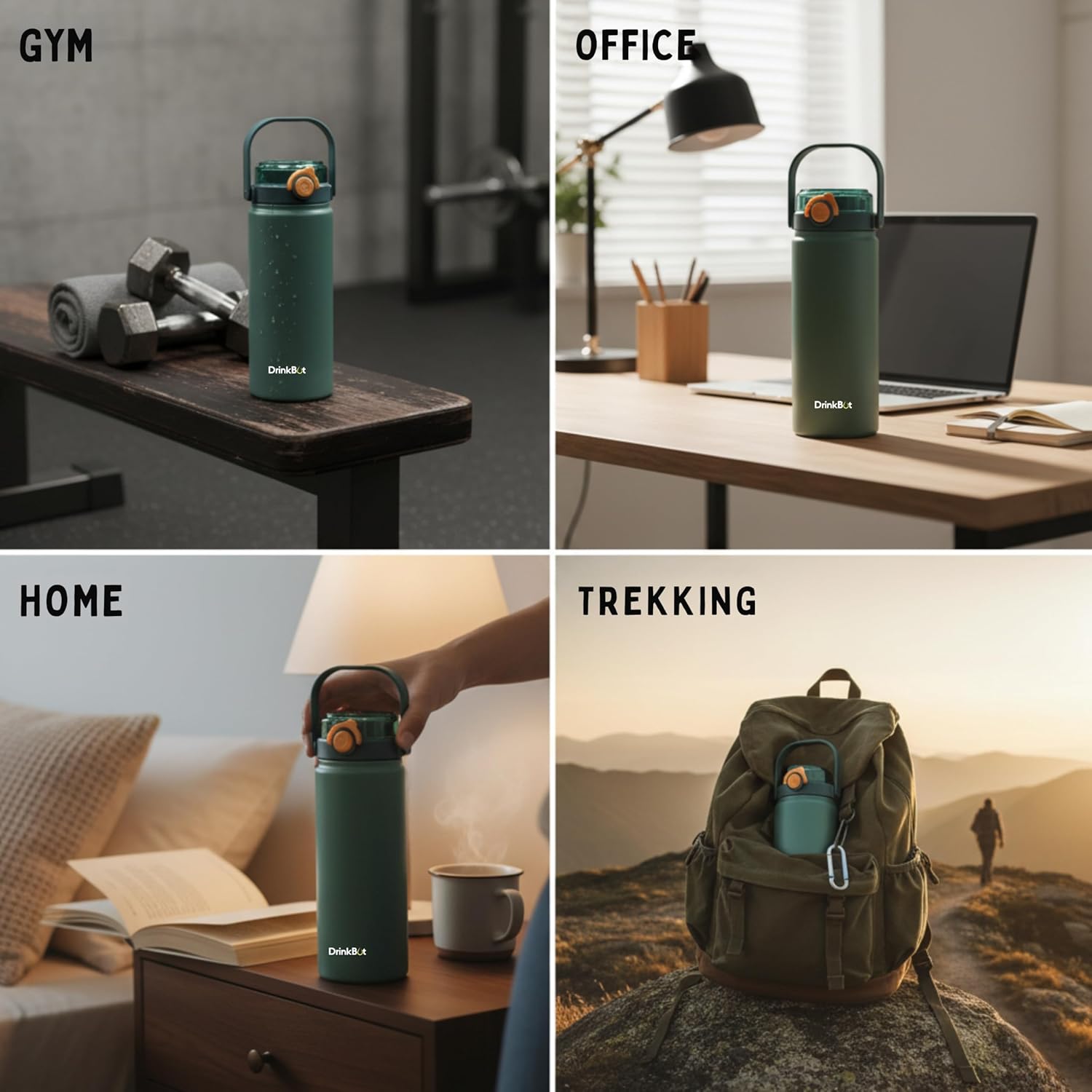 Drinkbot Nova | 1200 ml | 316 Grade Stainless Steel | Vacuum Insulated Water Bottle | Dual Access with Both Sip & Pour Lid | Thermos Hot & Cold | Water Bottle for Office, School, Gym and and Outdoor