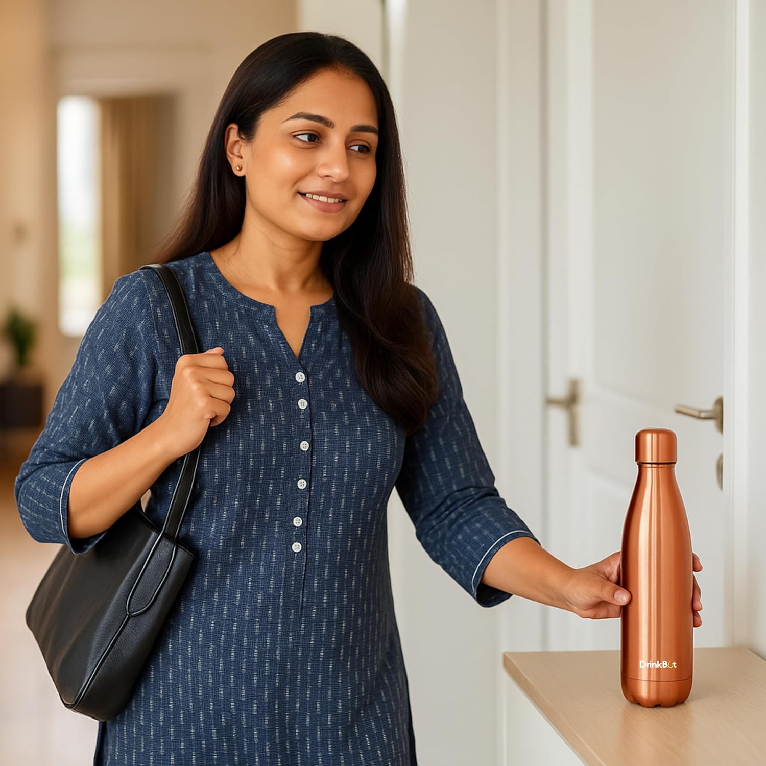 DrinkBot Amrit 1100ml Copper Water Bottle | 98% Pure Copper | Ayurvedic Benefits | Leak-Proof | Ideal for Home, Office & Gifting