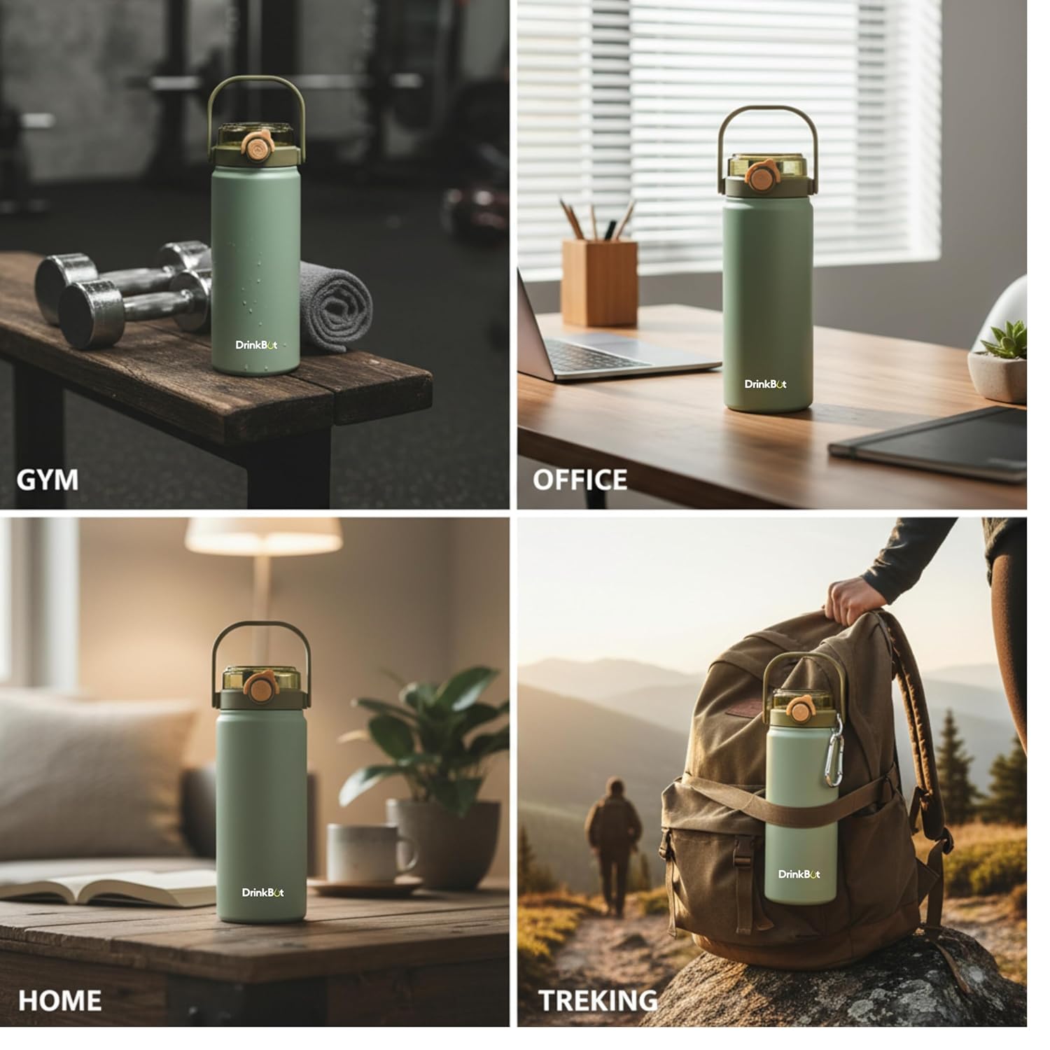 Drinkbot Nova | 1200 ml | 316 Grade Stainless Steel | Vacuum Insulated Water Bottle | Dual Access with Both Sip & Pour Lid | Thermos Hot & Cold | Water Bottle for Office, School, Gym and and Outdoor