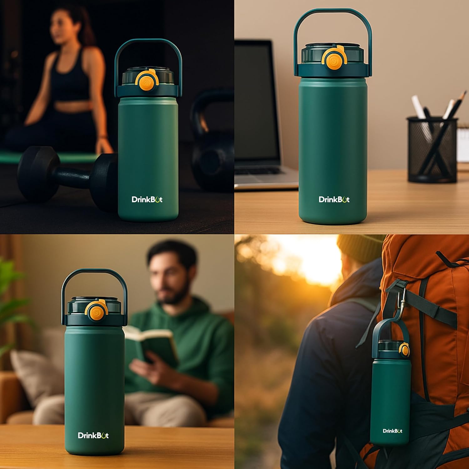 Drinkbot Nova | 1200 ml | 316 Grade Stainless Steel | Vacuum Insulated Water Bottle | Dual Access with Both Sip & Pour Lid | Thermos Hot & Cold | Water Bottle for Office, School, Gym and and Outdoor