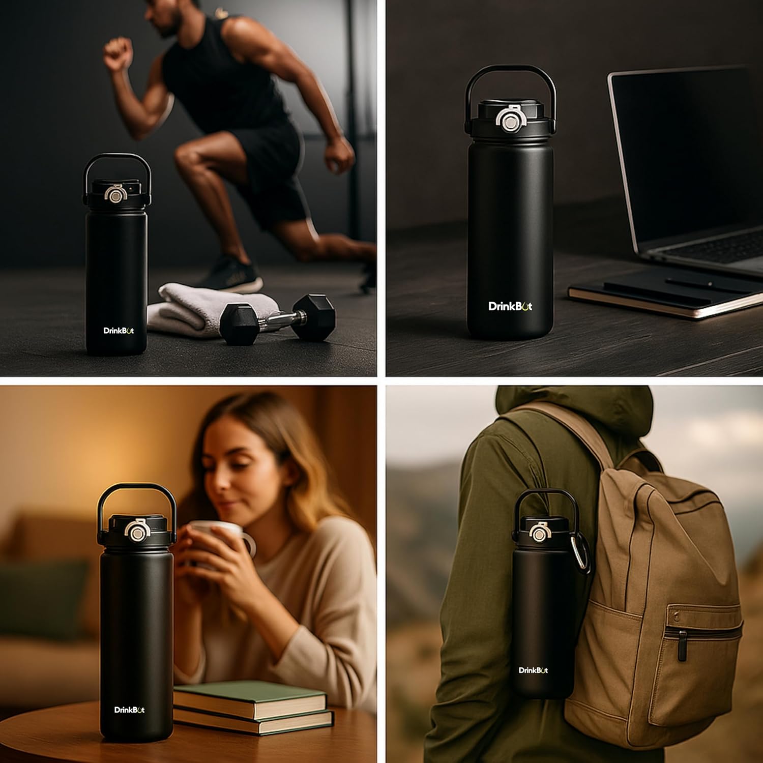Drinkbot Nova | 1200 ml | 316 Grade Stainless Steel | Vacuum Insulated Water Bottle | Dual Access with Both Sip & Pour Lid | Thermos Hot & Cold | Water Bottle for Office, School, Gym and and Outdoor