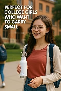Drinkbot Orion | Stainless Steel Water Bottle with Carry Handle (500 ml) Double Wall Vacuum Insulated Flask for Hot and Cold Beverages
