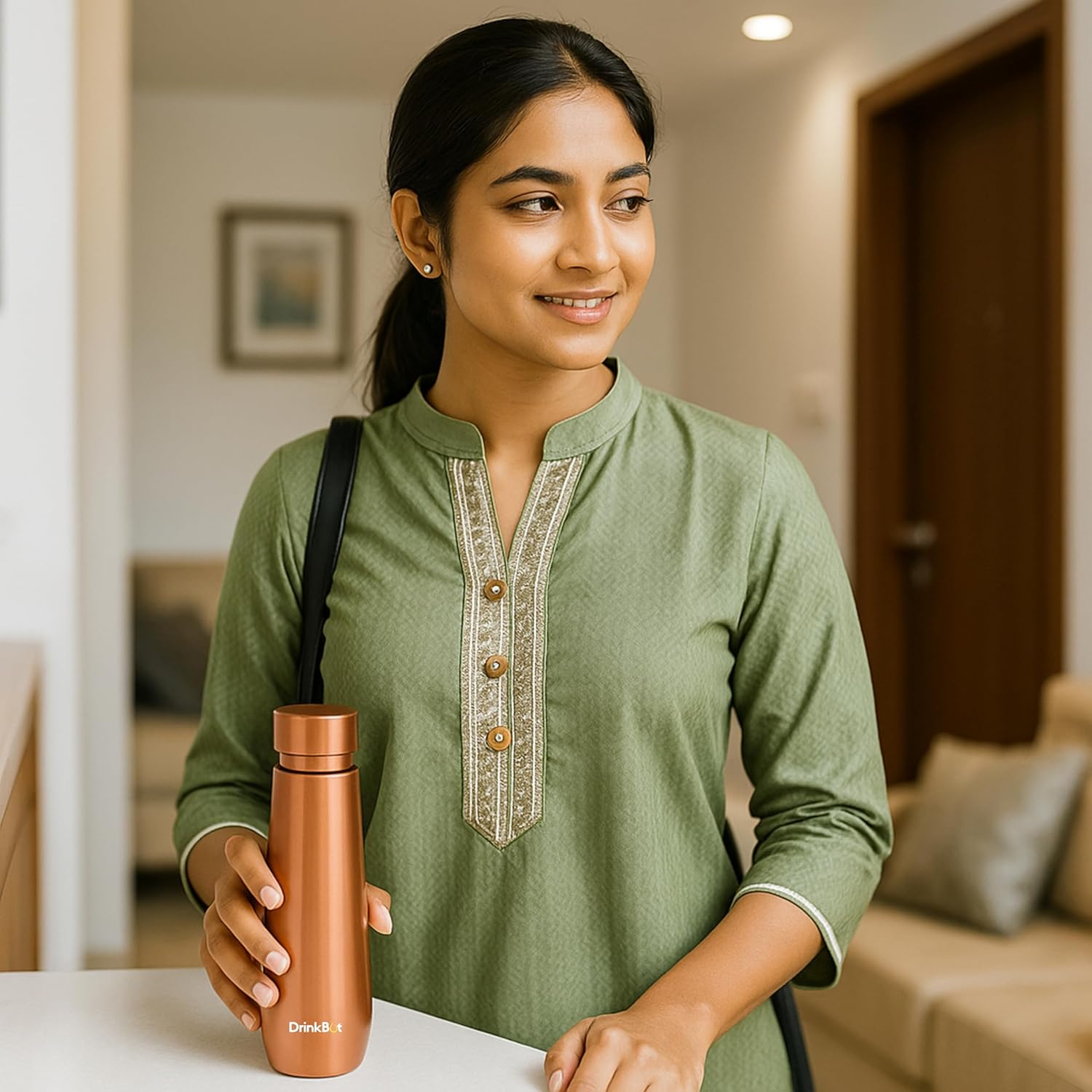 Drinkbot Aakar | 98% Pure Copper Water Bottle | 950ml Leakproof & Handcrafted for Ayurveda, Gifting & Everyday Use