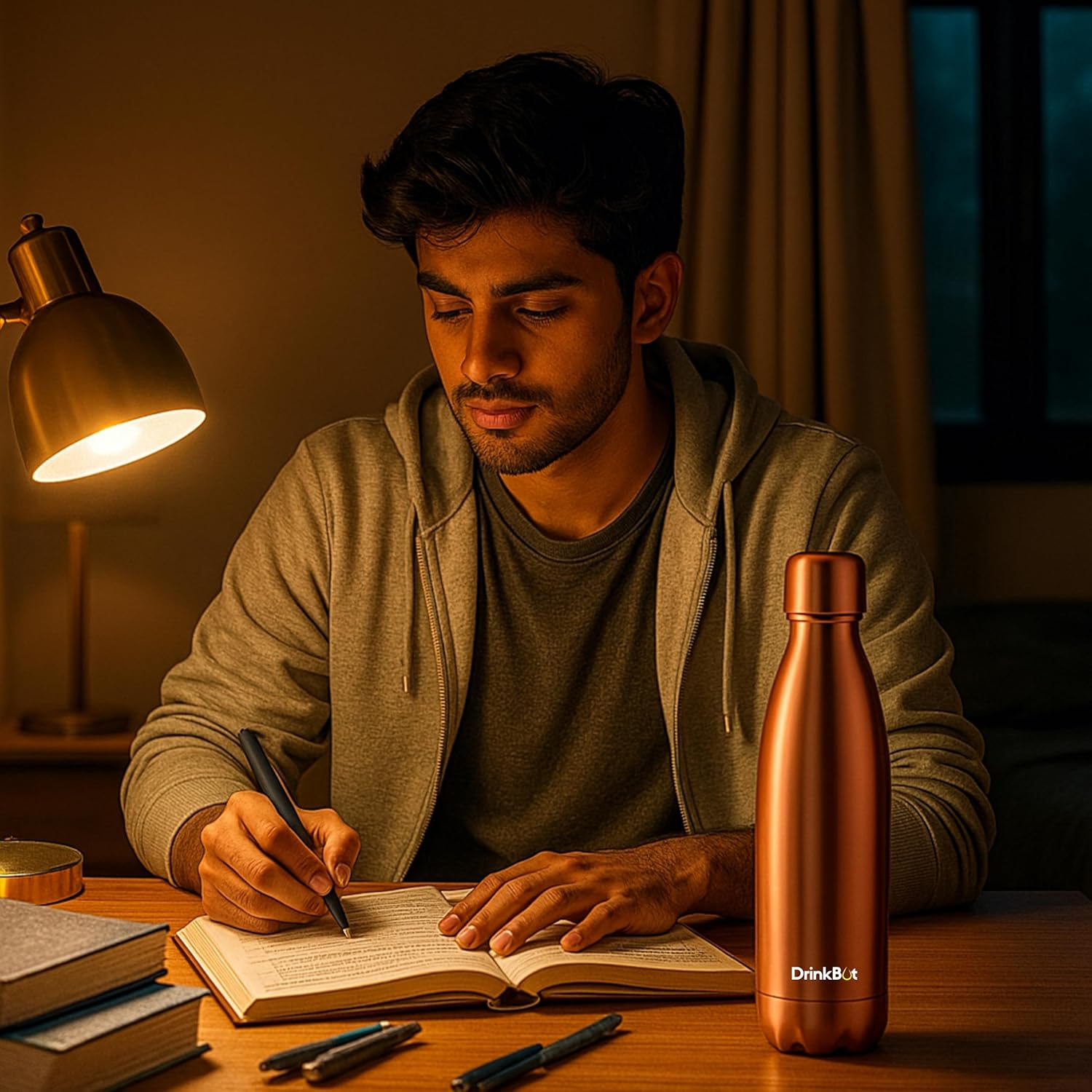 DrinkBot Amrit 1100ml Copper Water Bottle | 98% Pure Copper | Ayurvedic Benefits | Leak-Proof | Ideal for Home, Office & Gifting